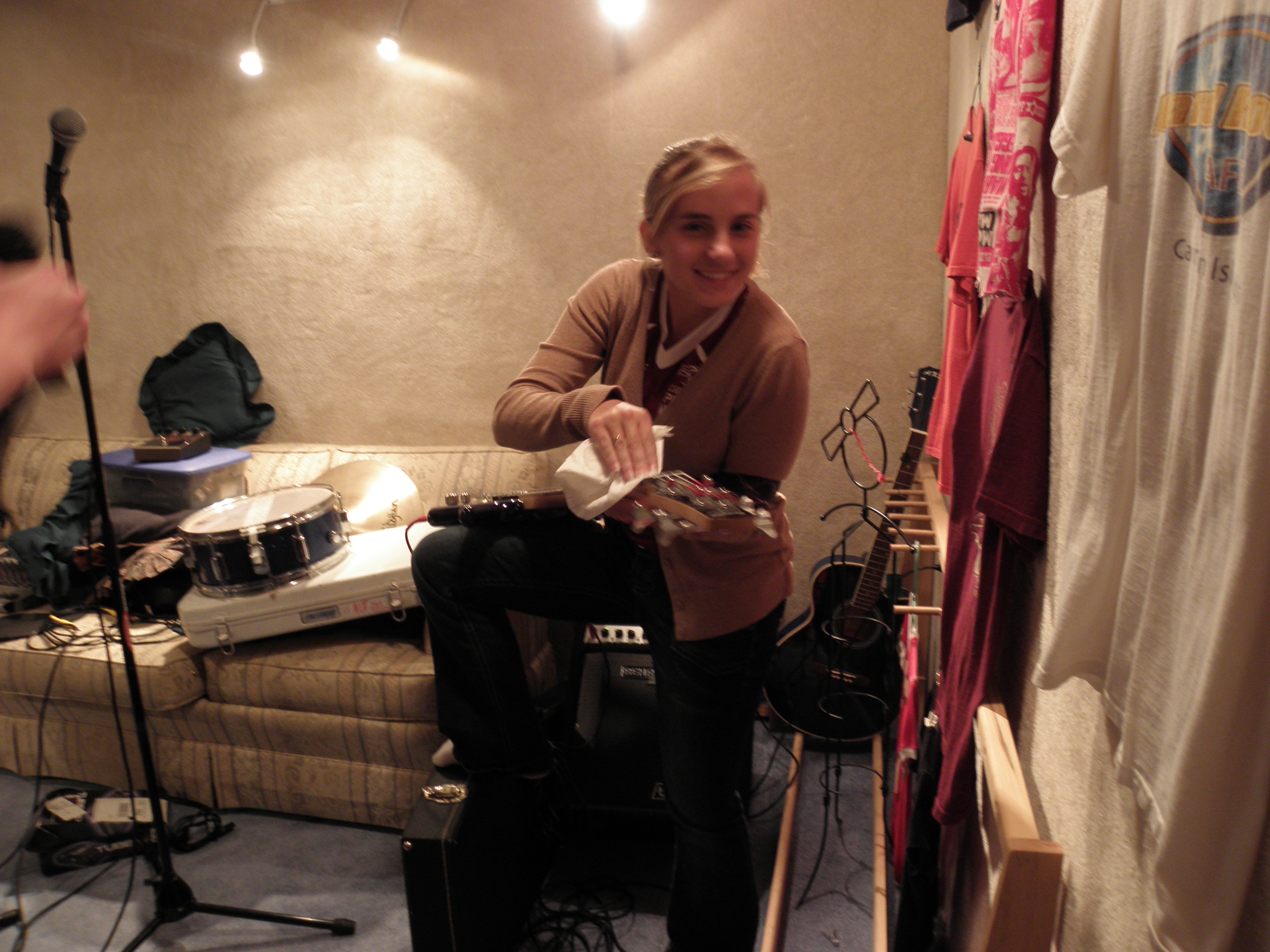 Sarah had to literally dust off her old bass.