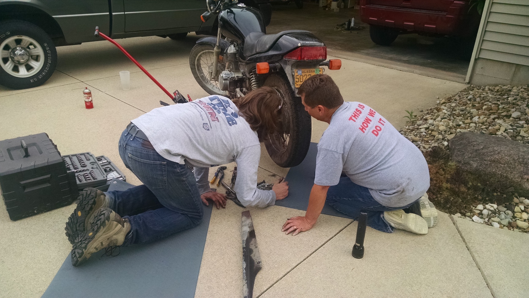 Tuning up the bike afterward.