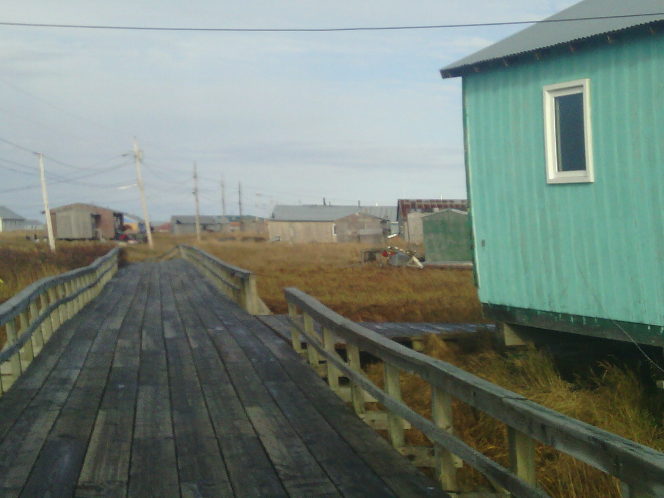 The boardwalks of Nunapitchuk as seen by four-wheeler