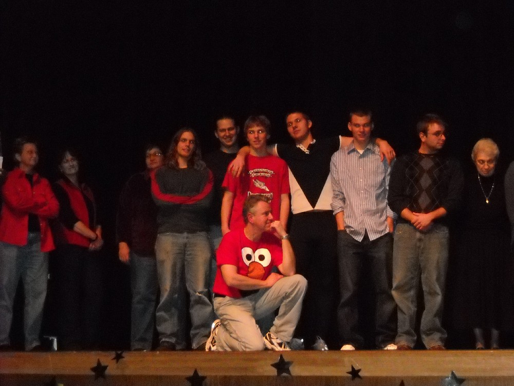 We are on stage with the rest of the acts waiting to hear who won.