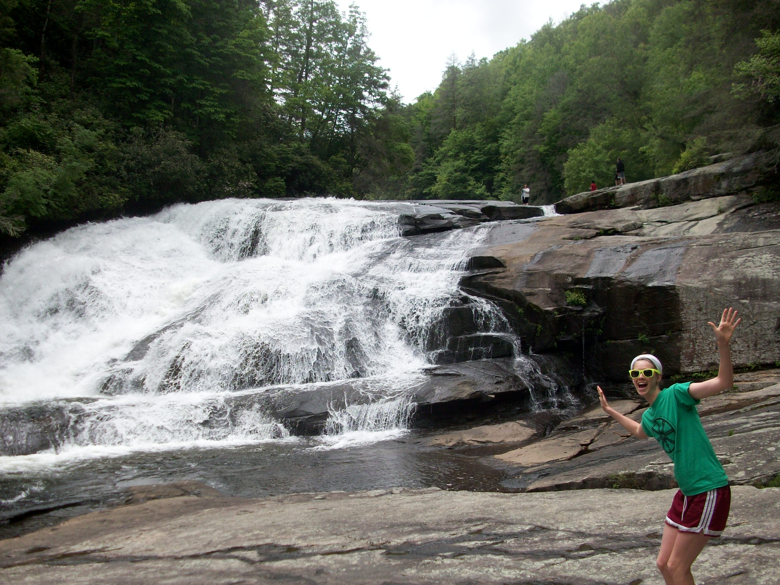 Anne is modeling one of the first waterfalls we saw.