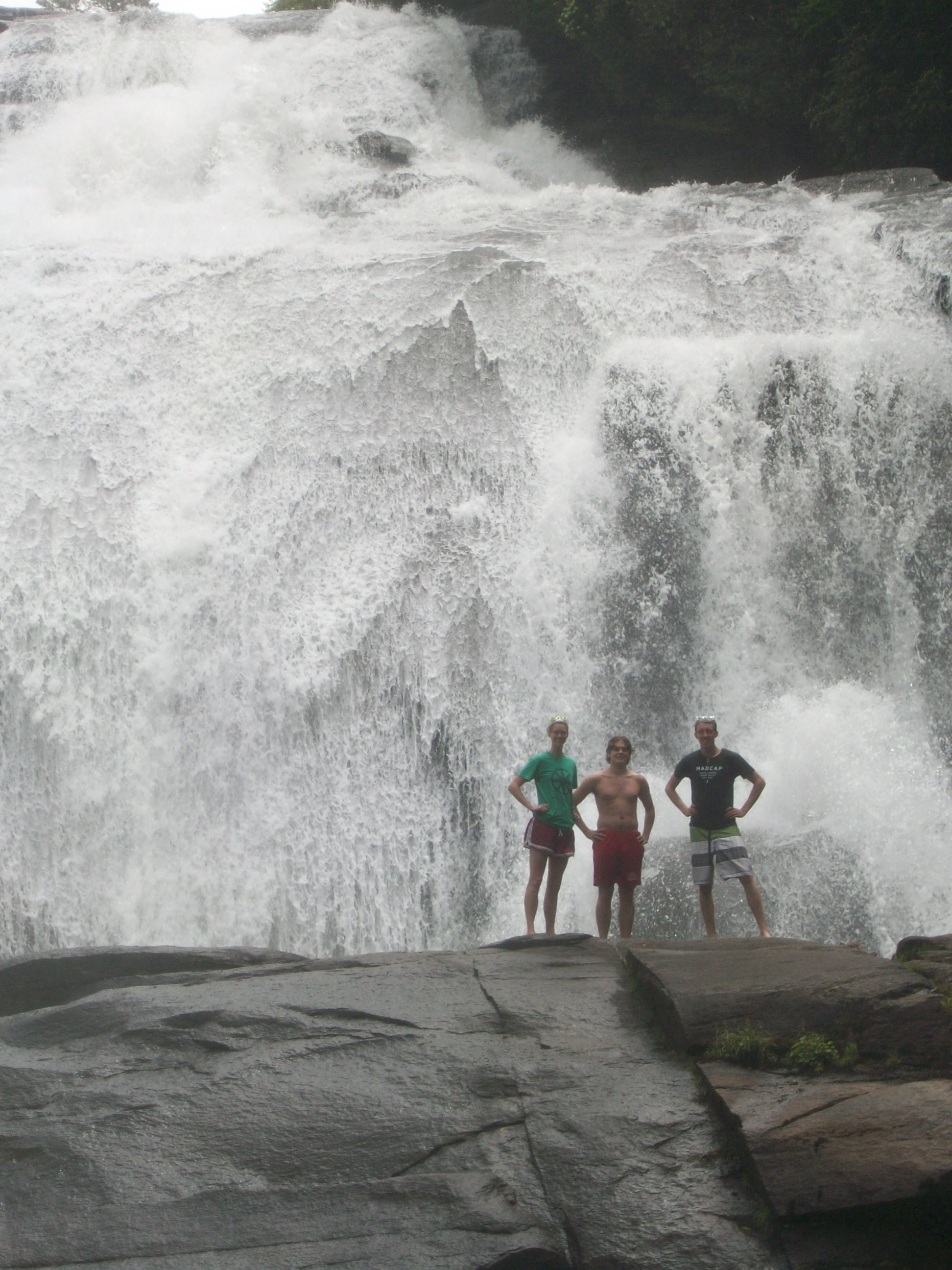 The three of us in front of a big waterfall