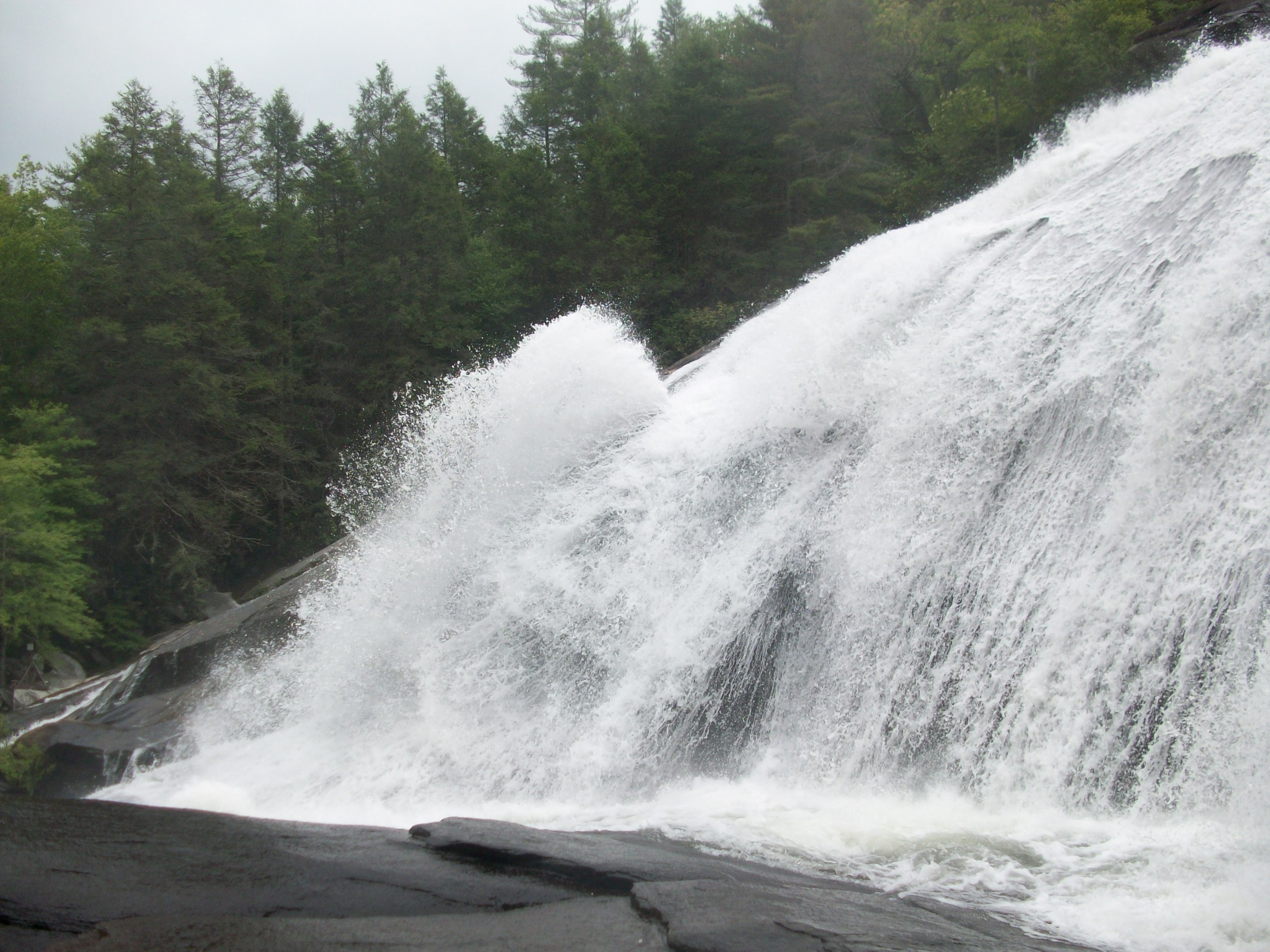 The water seems to shoot right out from the slope here.