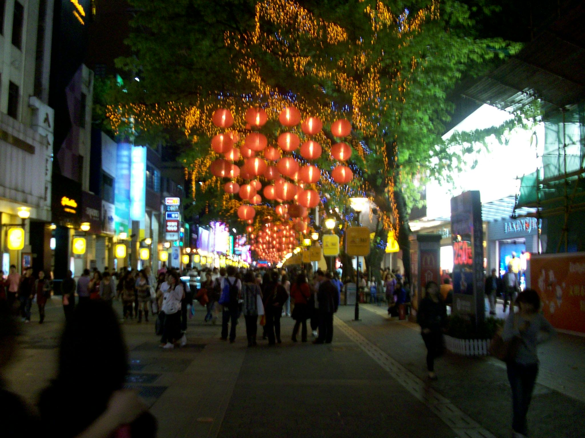 These Chinese lanterns were decorating the whole length of the pedestrian mall.