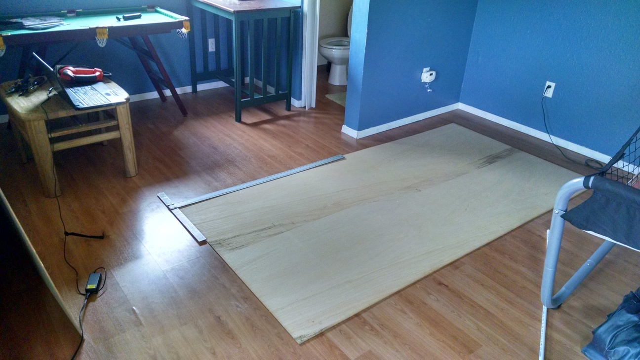 One of my two sheets of ACX plywood laid out for marking