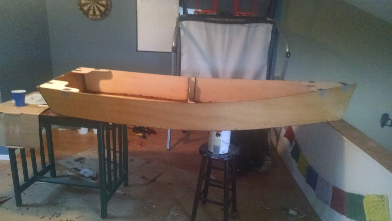 Corners and breasthook installed with tape rather than stitches and awaiting fillets.