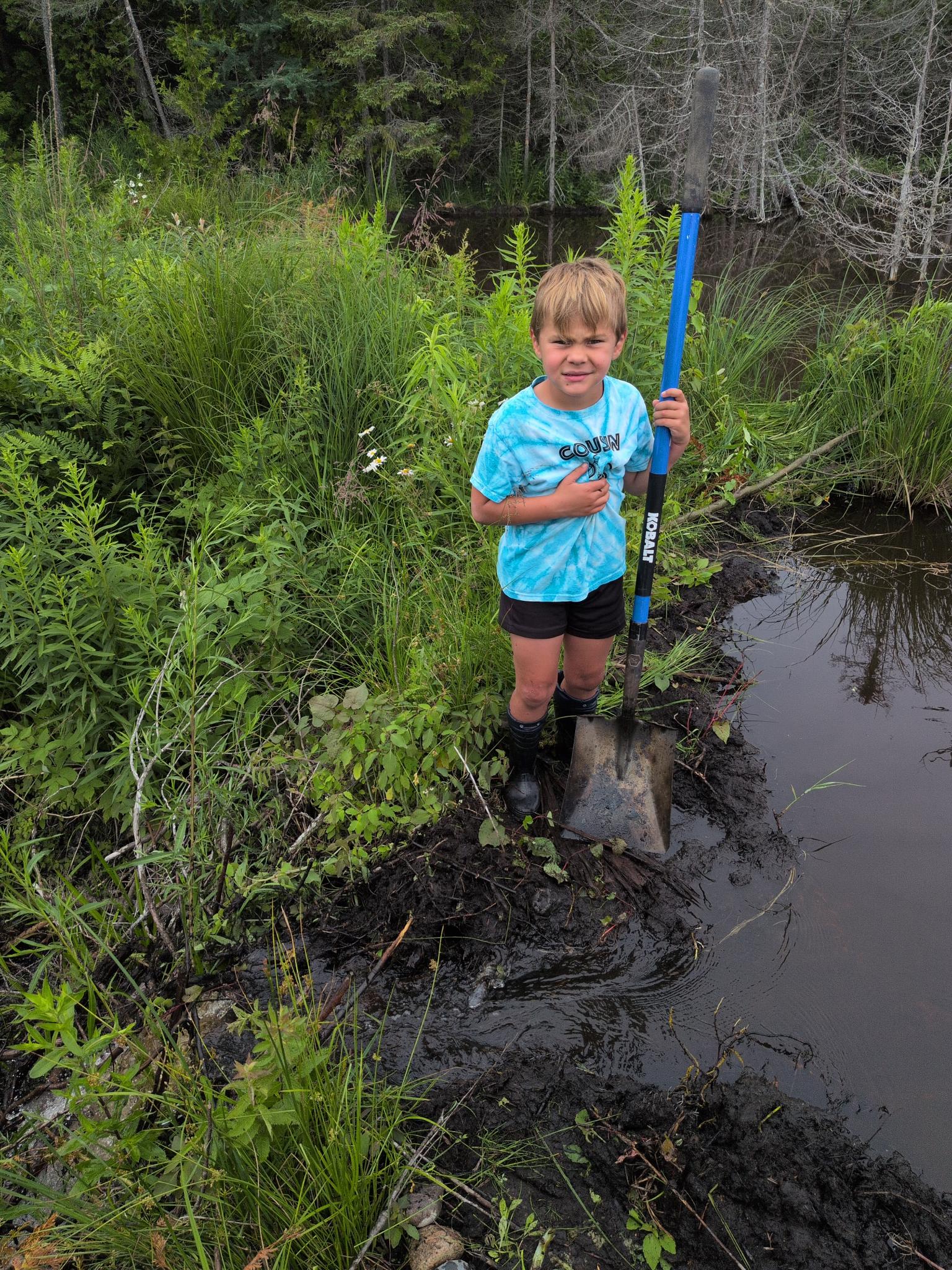 Digging our second drain.