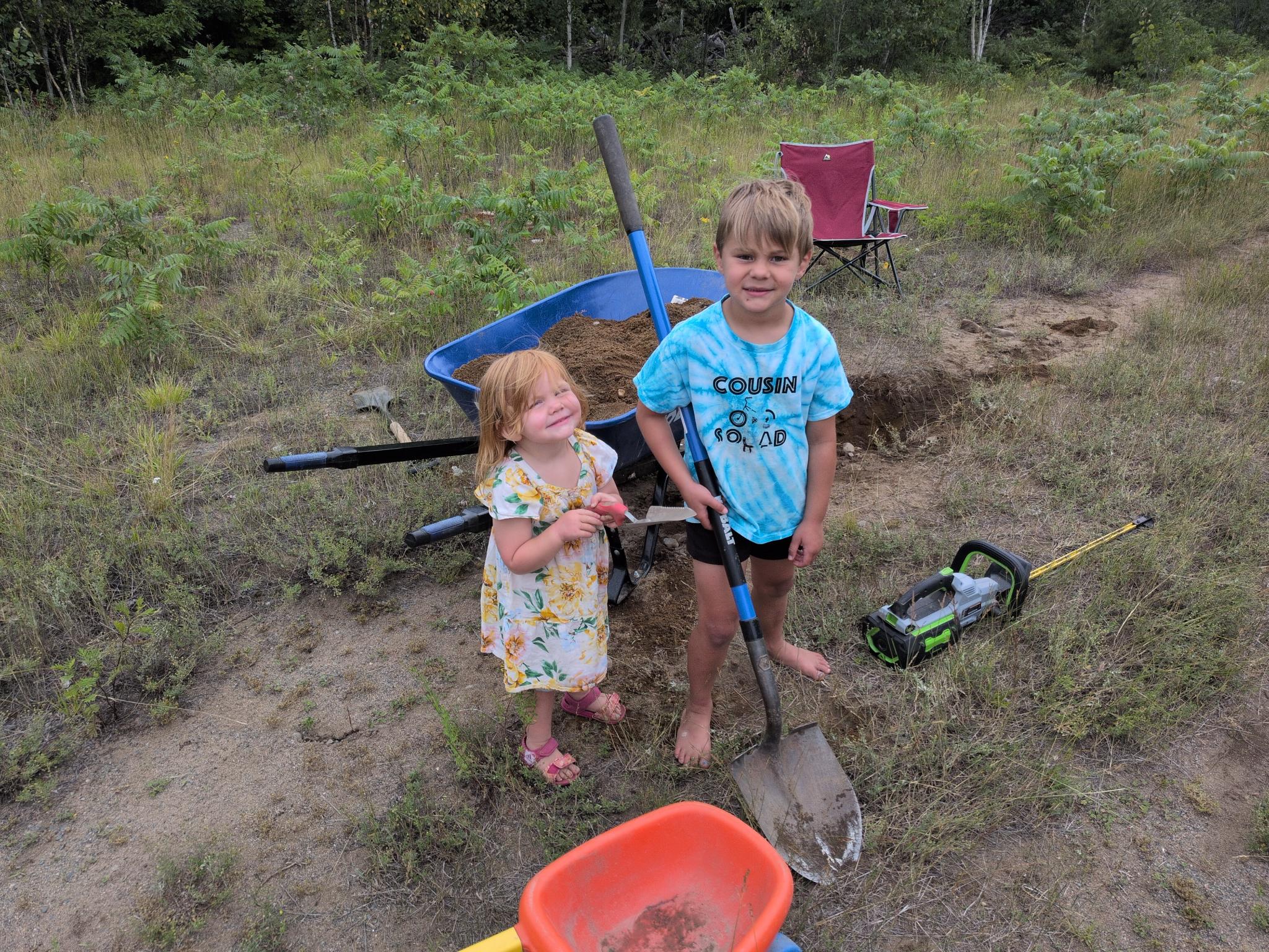 Shoveling sand for fun.