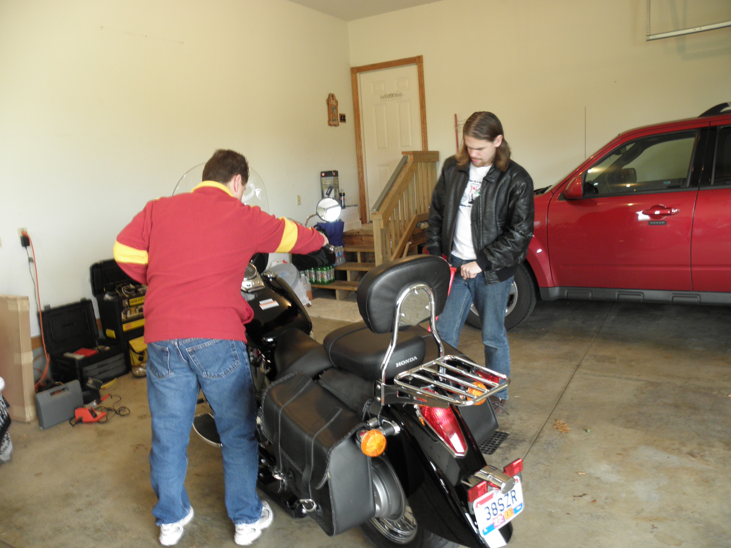 Dad and I playing with our new presents