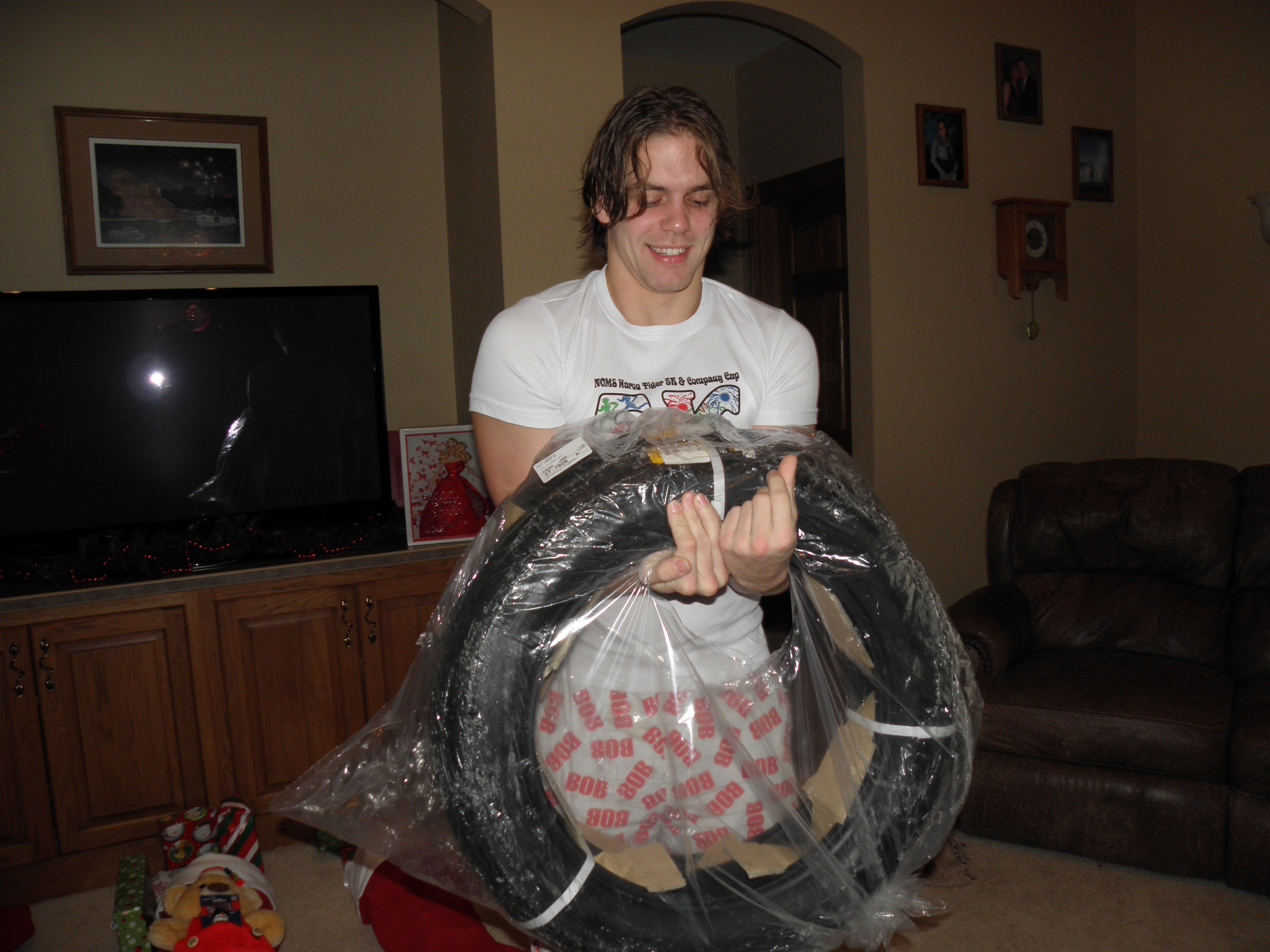 My first and biggest present was new motorcycle tires. Tire irons and other tire-related accessories were in my stocking.