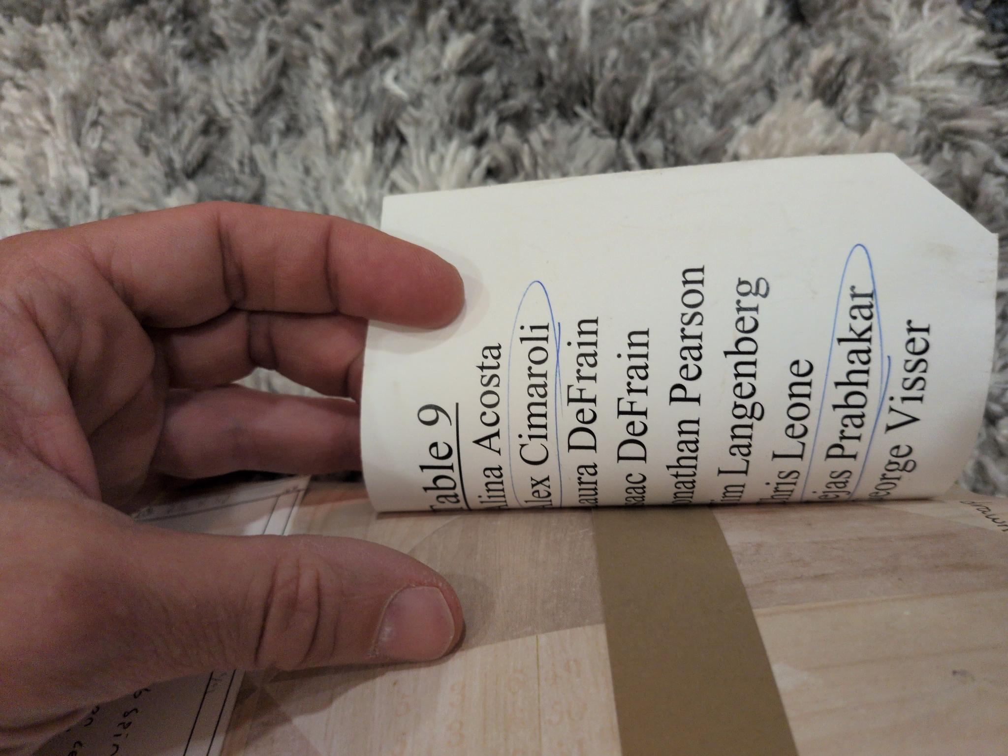 Plans on the backs of our wedding table assignments. #Recycling!