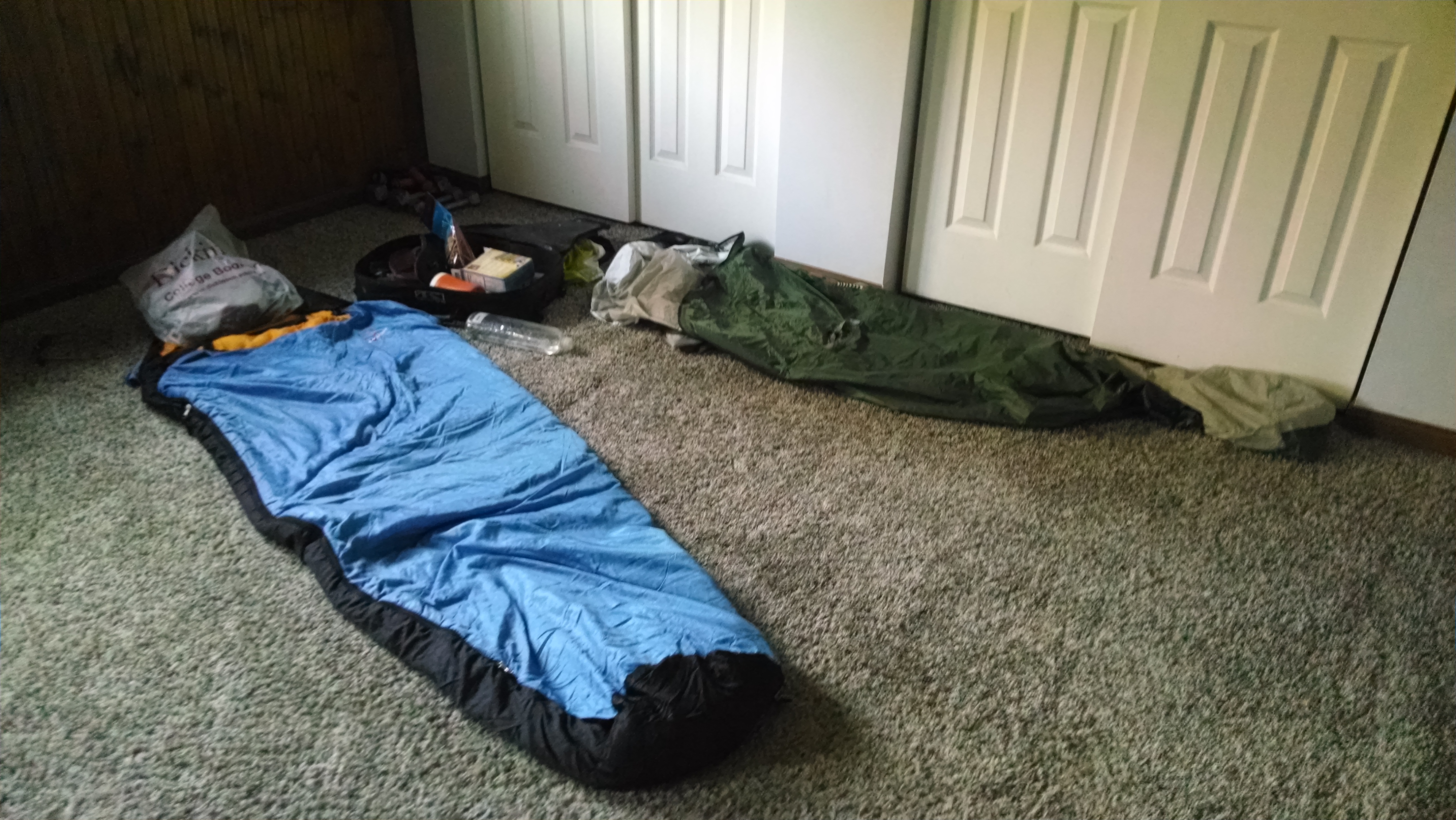 My sleeping bag in uncle John&rsquo;s empty house
