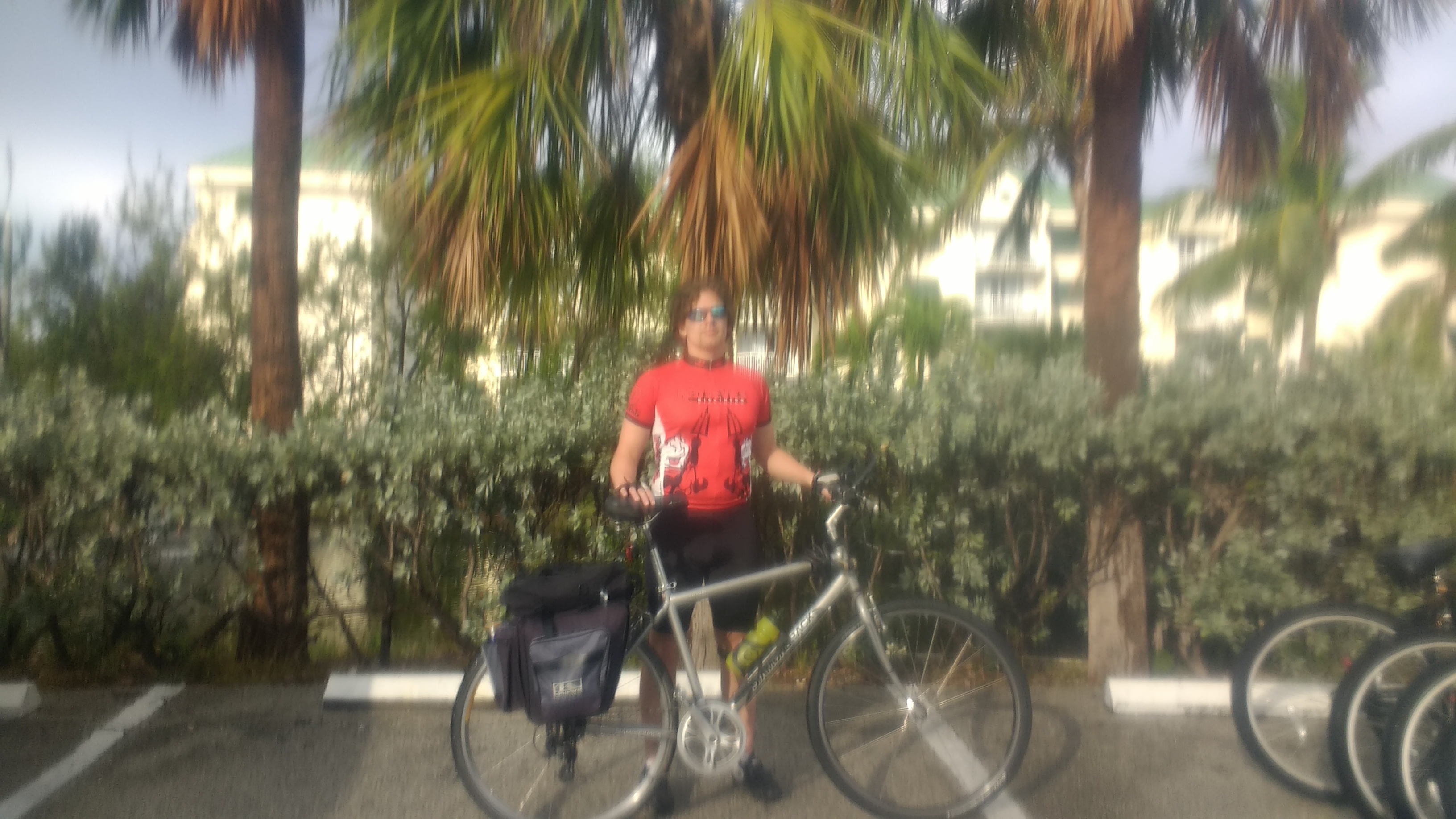 Departing the condo (blurry because phone is in a ziplock bag)