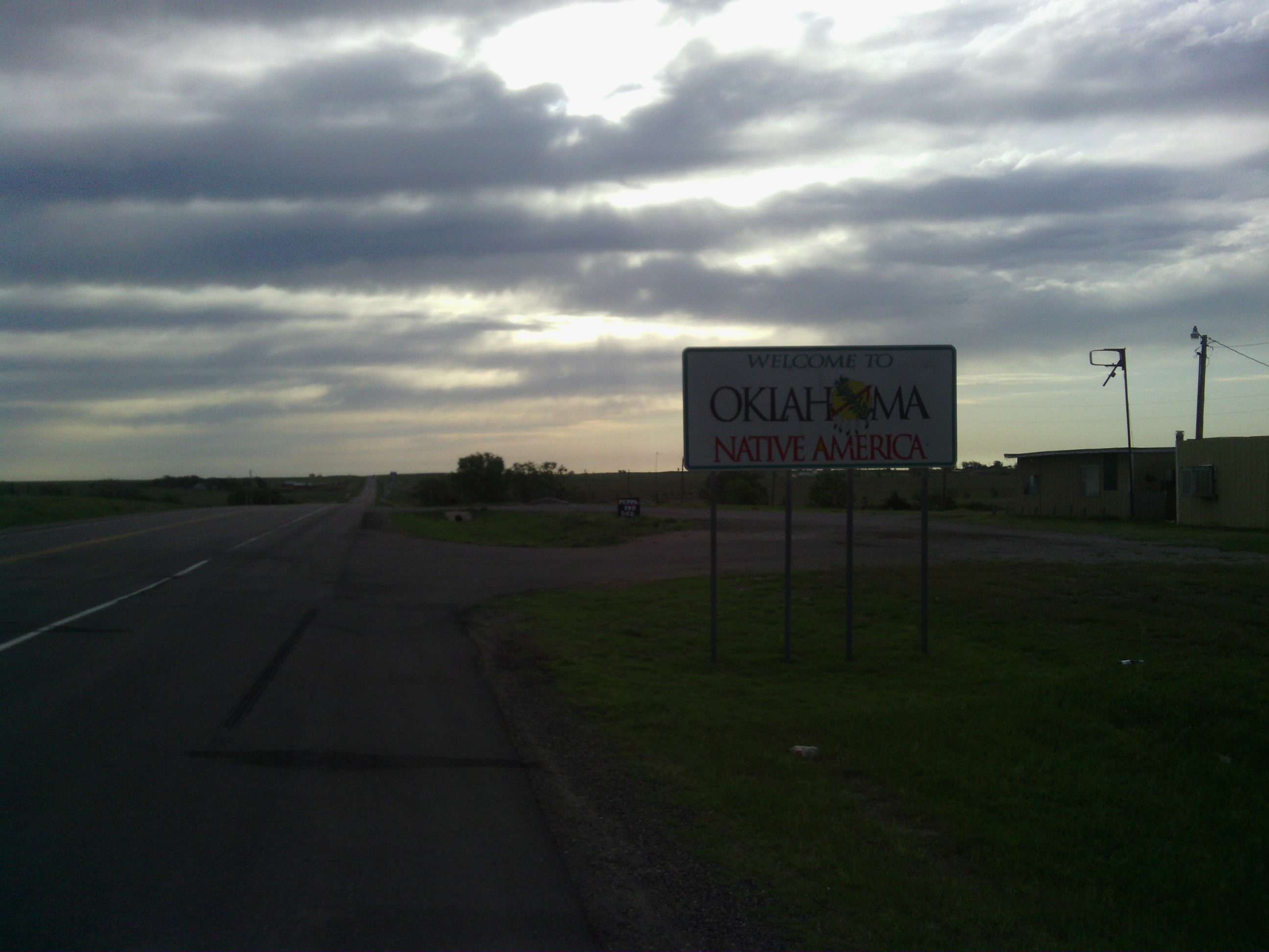 I entered Oklahoma right after taking off this morning.