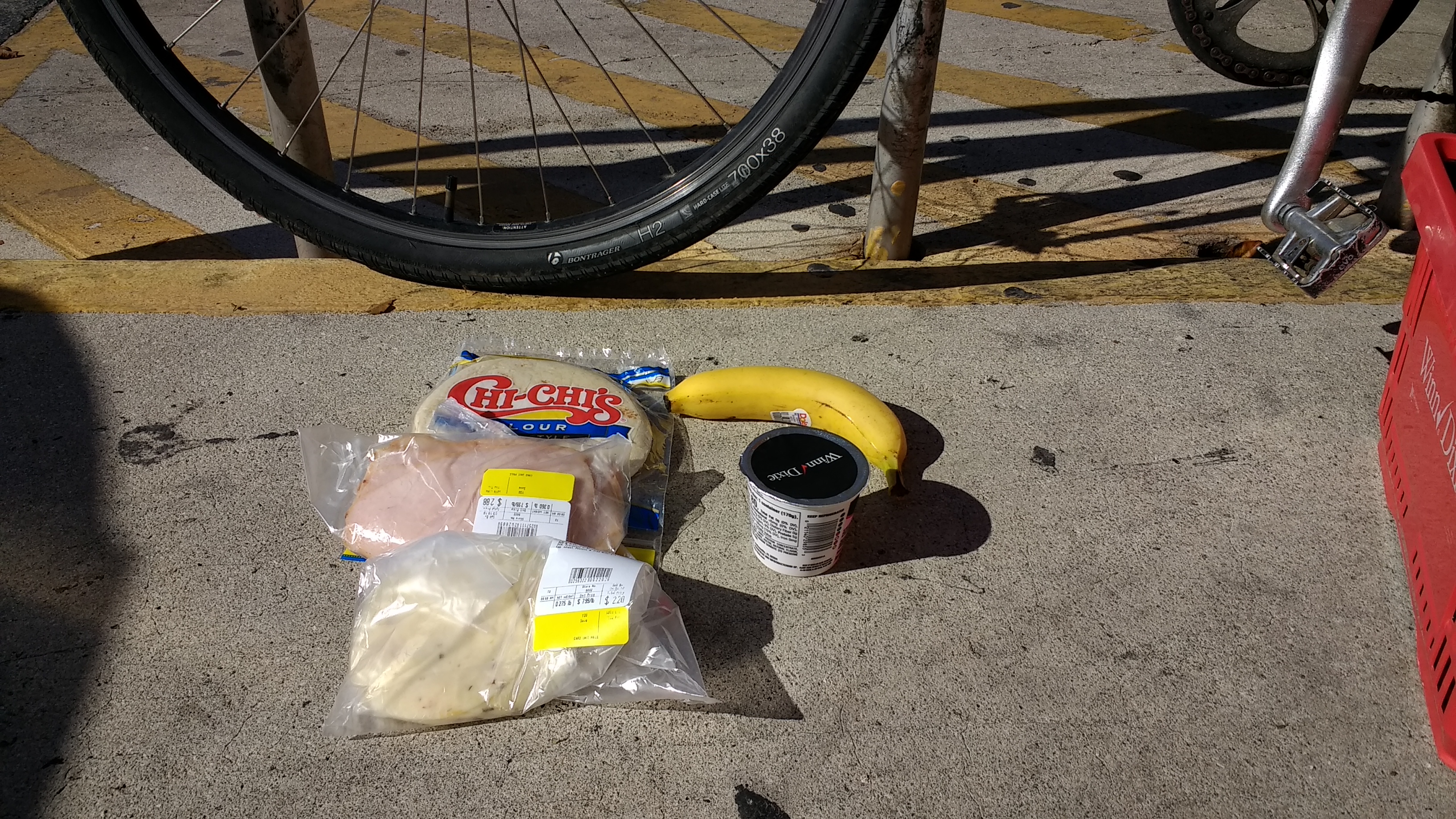 The breakfast spread from Winn Dixie. I ended up losing the banana though