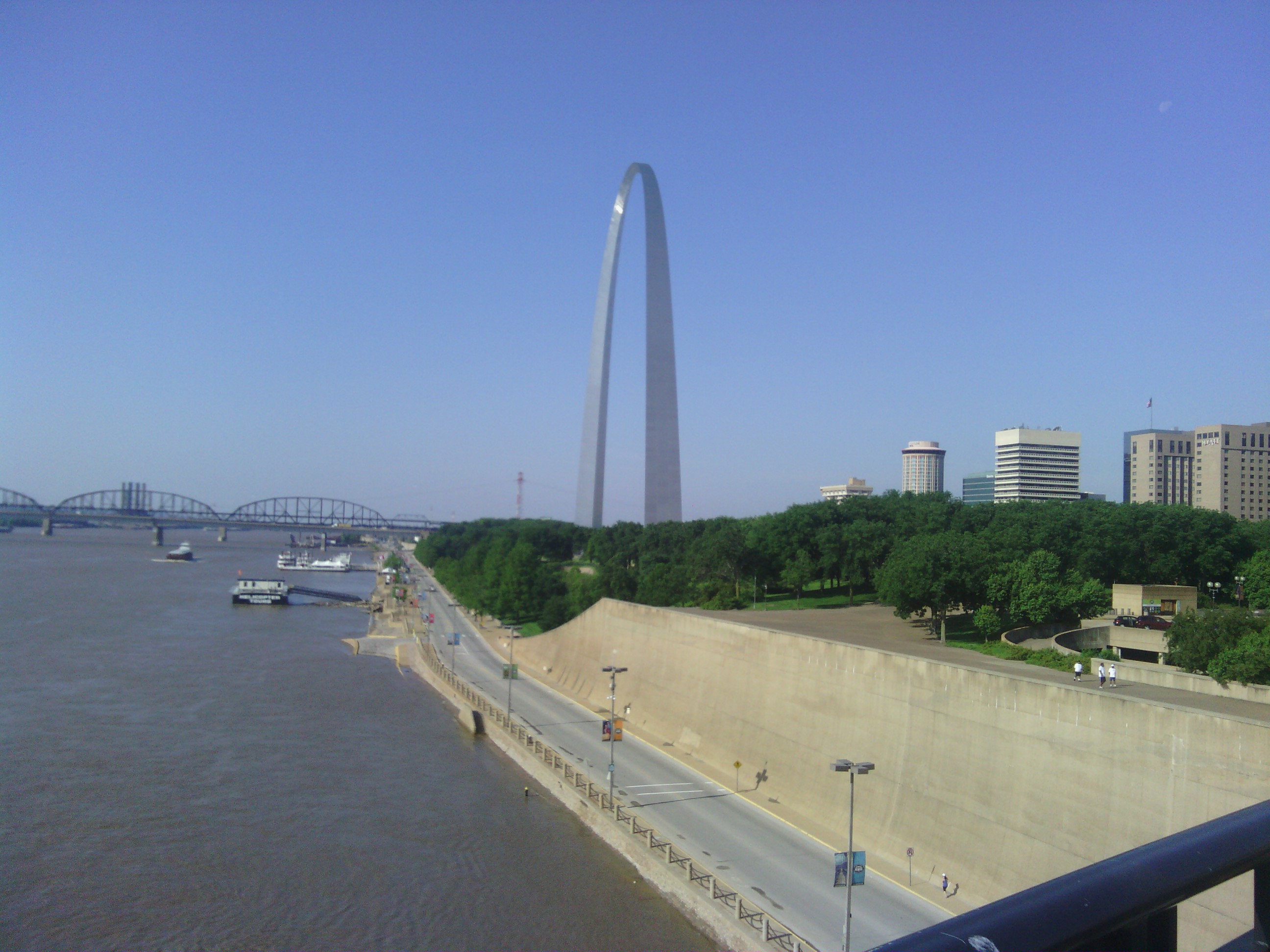 Arch viewed from a bridge over the river