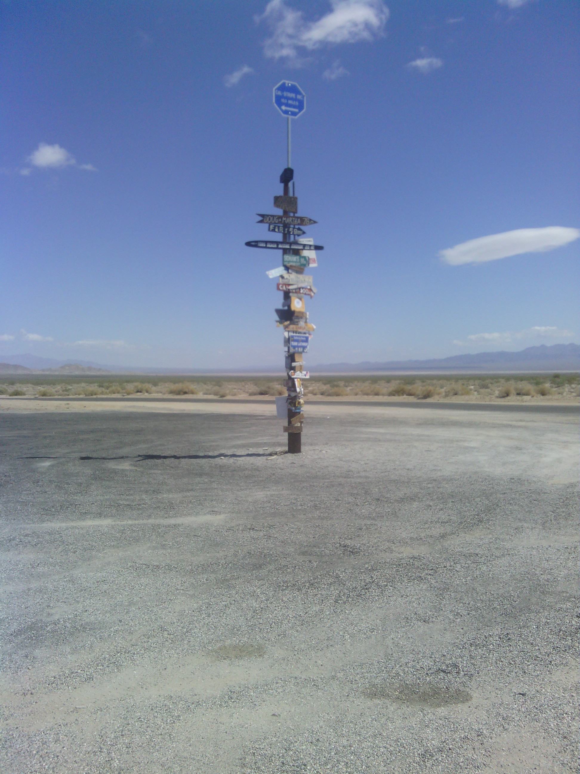 This post with direction and distances to all kinds of places was in the desert