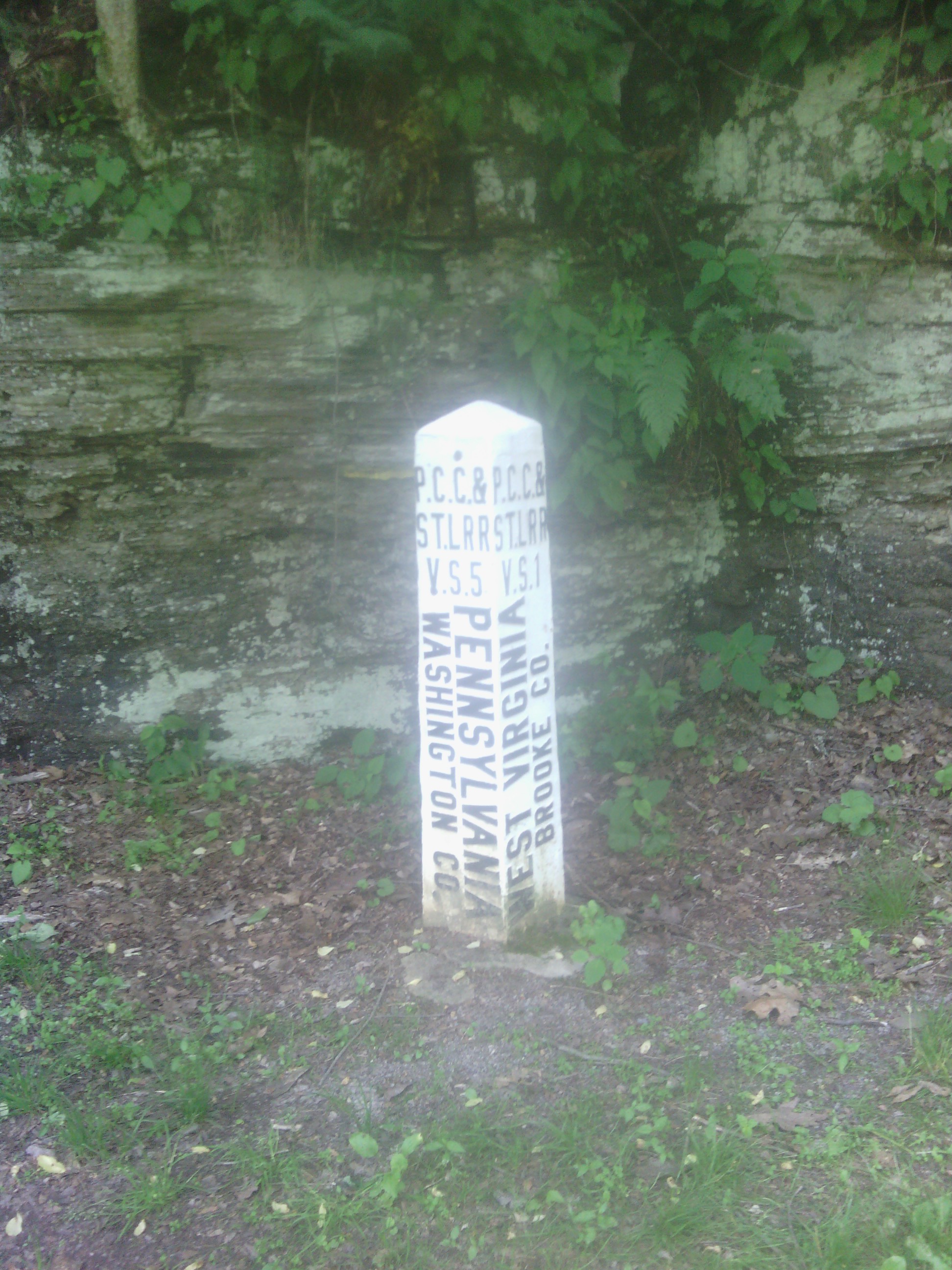 Pennsylvania didn&rsquo;t have a welcome sign either, but the bike trail did have this cool railroad post