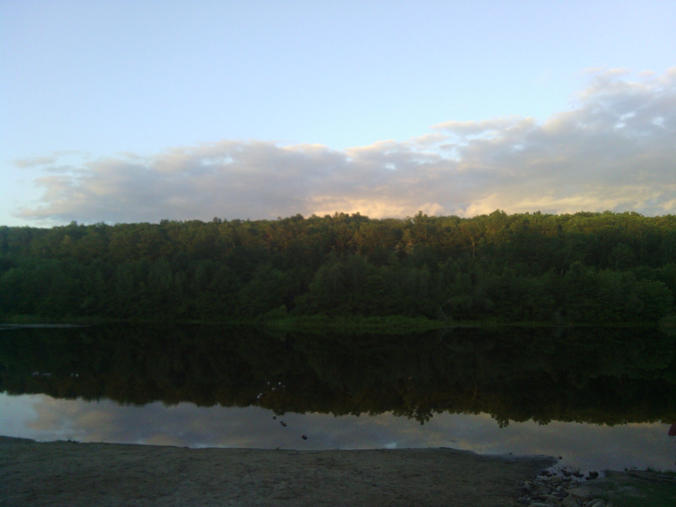 Sunset over the lake at the campground