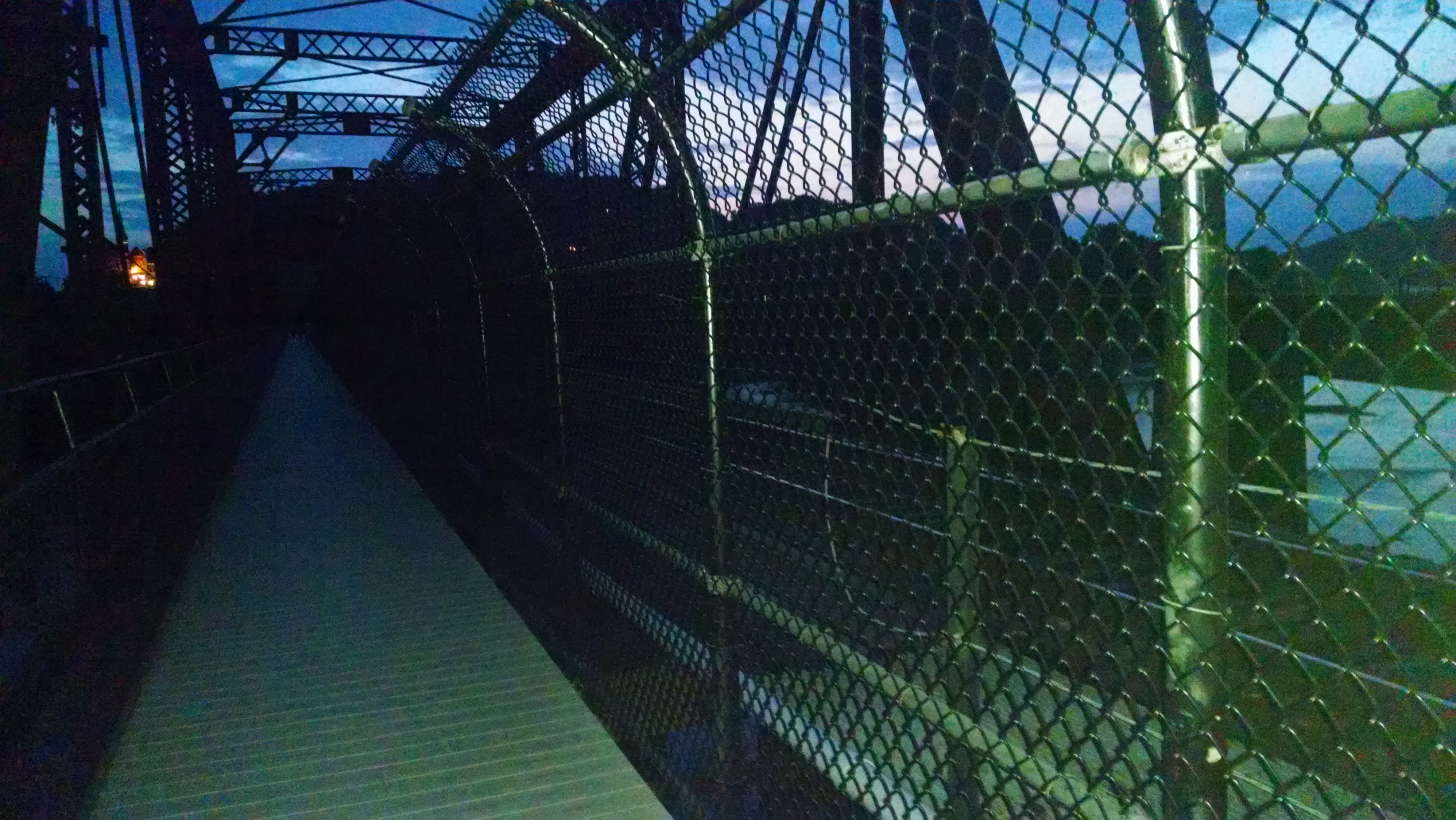 Crossing the bridge to Harper&rsquo;s Ferry in the near dark.