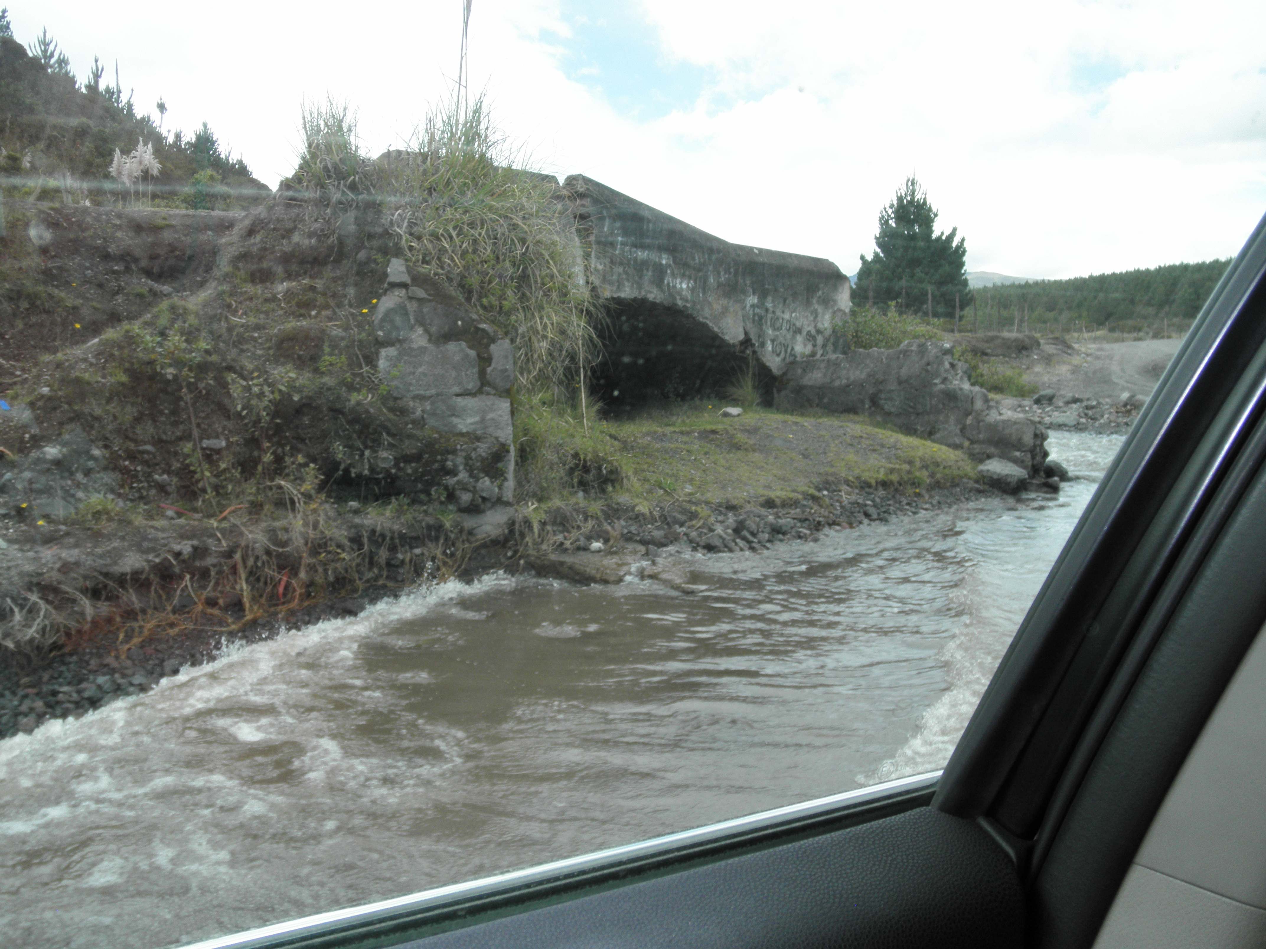 Fording the river in Xime&rsquo;s car on the way back down