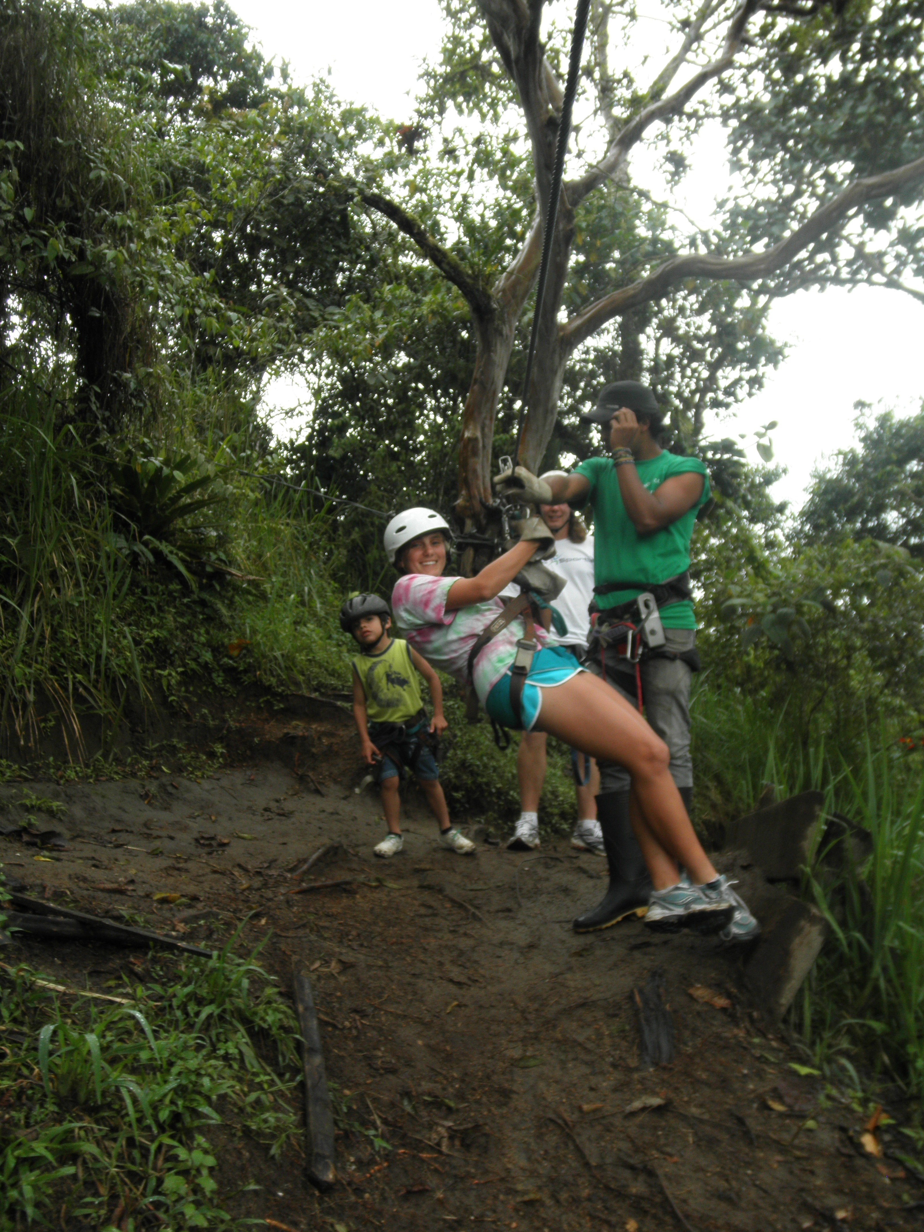 Sarah preparing for takeoff on the zipline