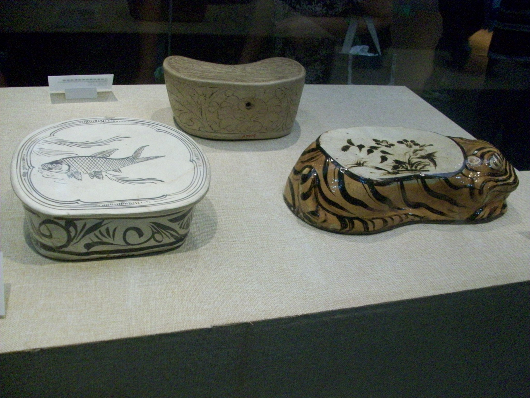 I guess people actually used to sleep on these ceramic pillows.
