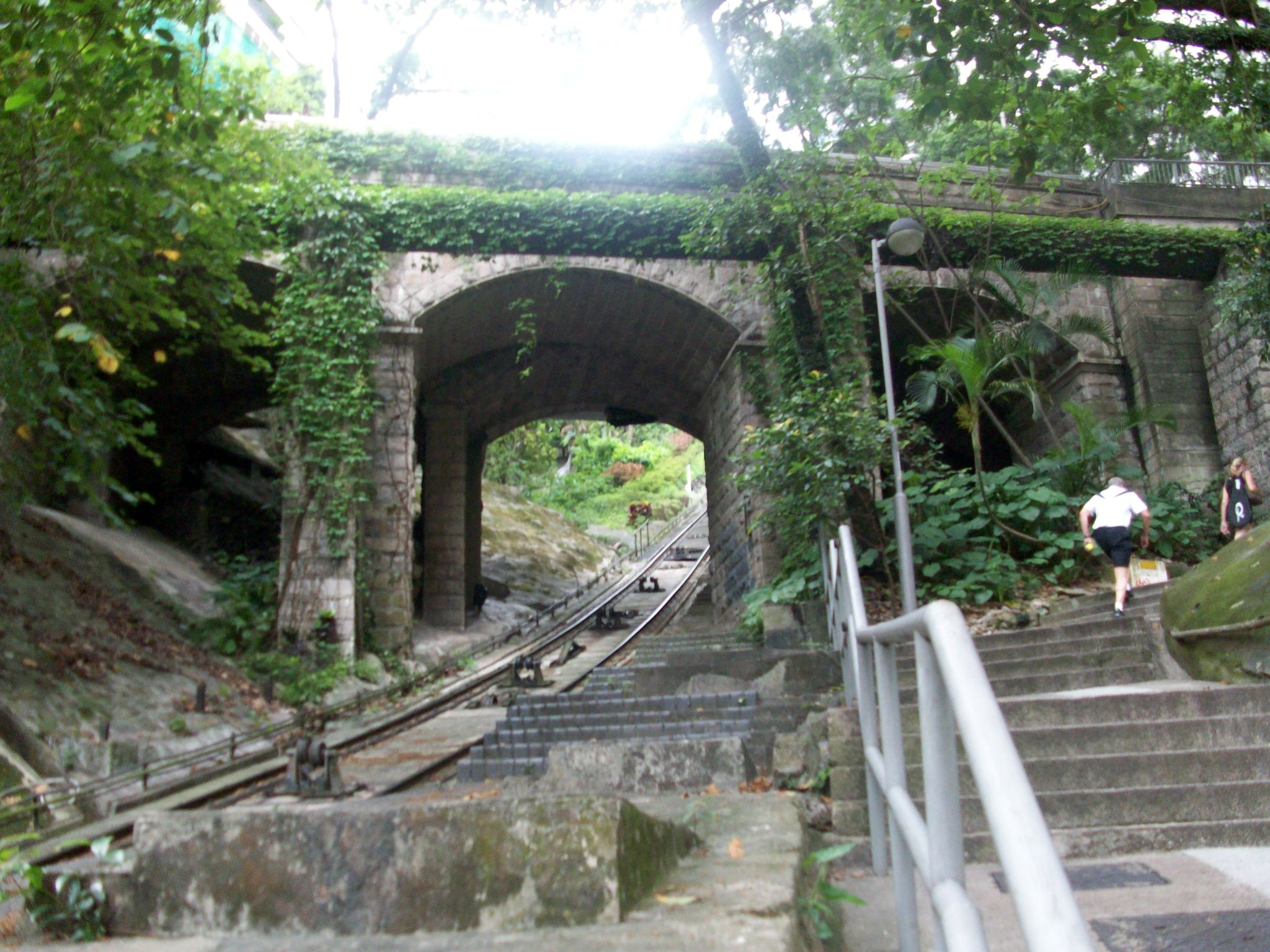 There is a mountain overlooking the city called the Peak.  This Tram goes up to the top.  It just keeps getting steeper.