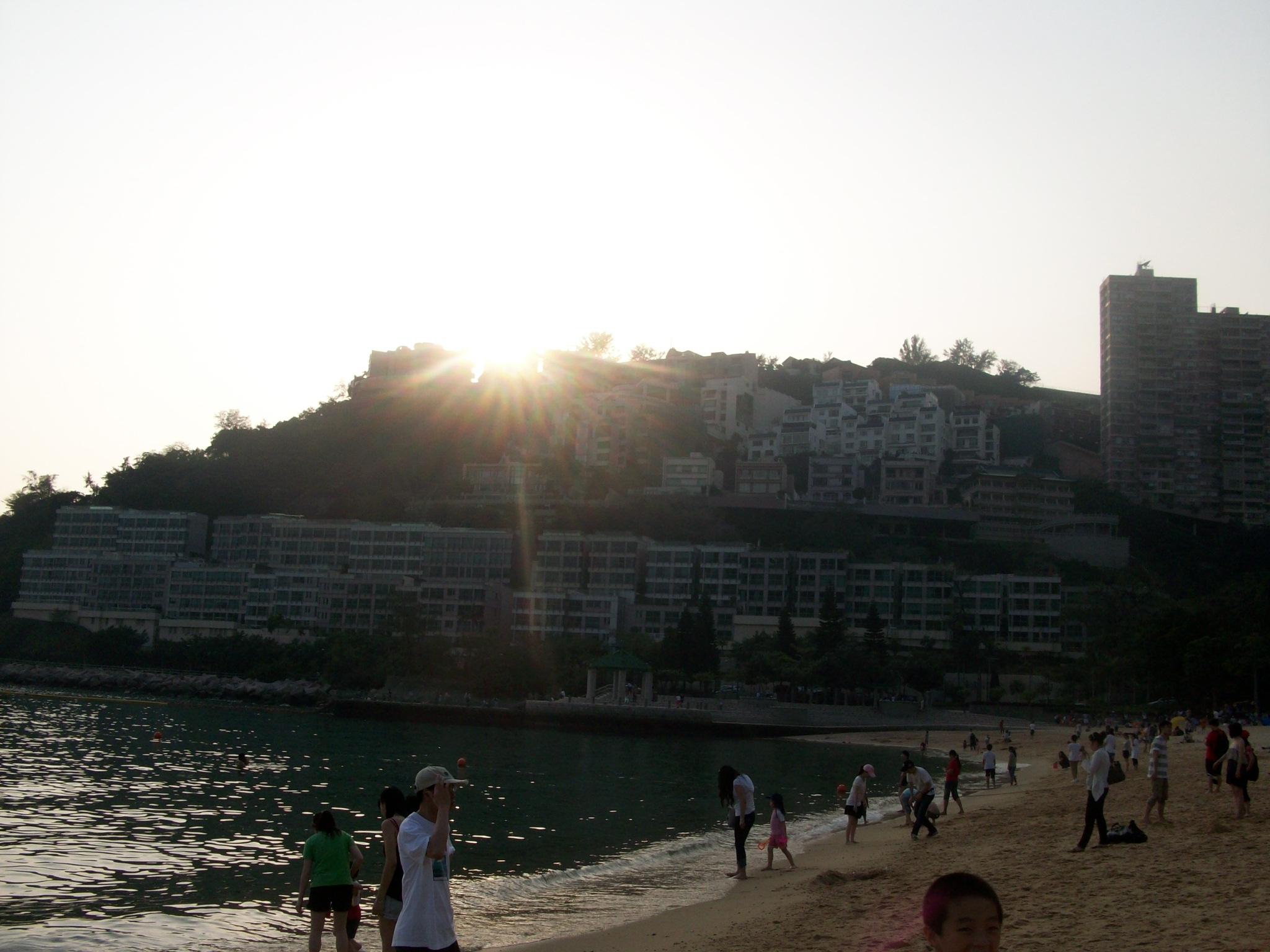 The sun setting behind the mountains at Repulse Bay.