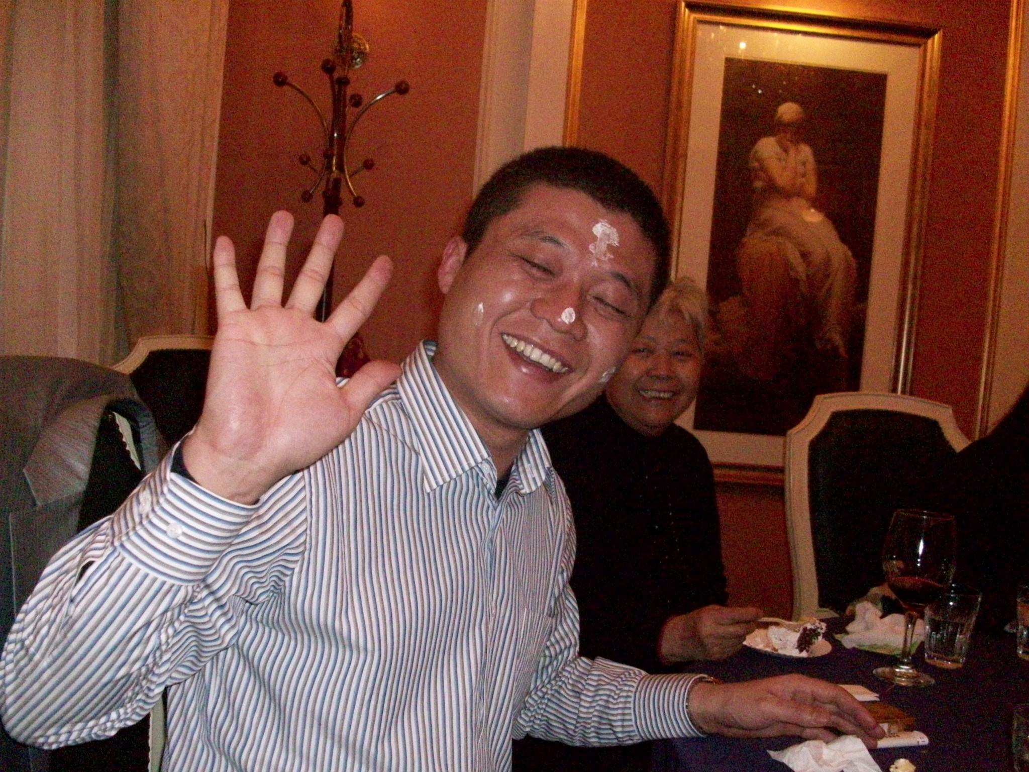 Jeff just after his son Jerry wiped birthday cake icing on his face :)