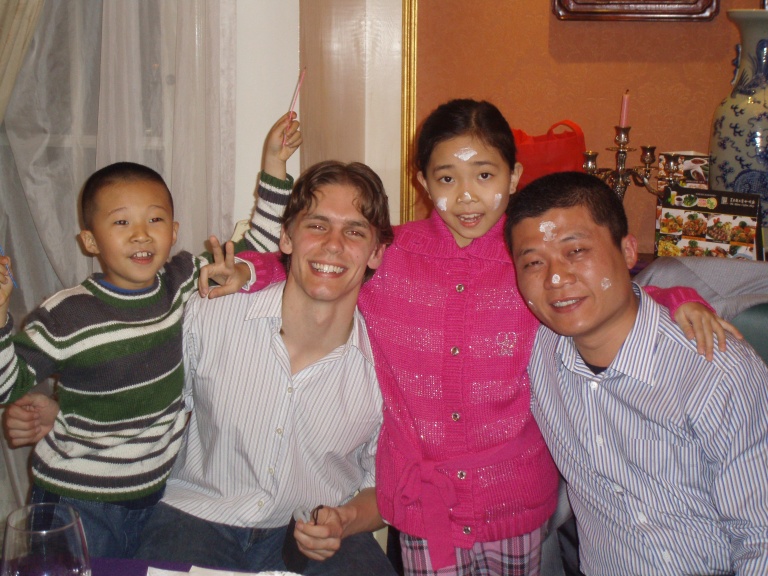 My students on either side, and the birthday boy on the right
