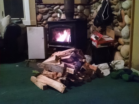Some wood I split to help heat the house.