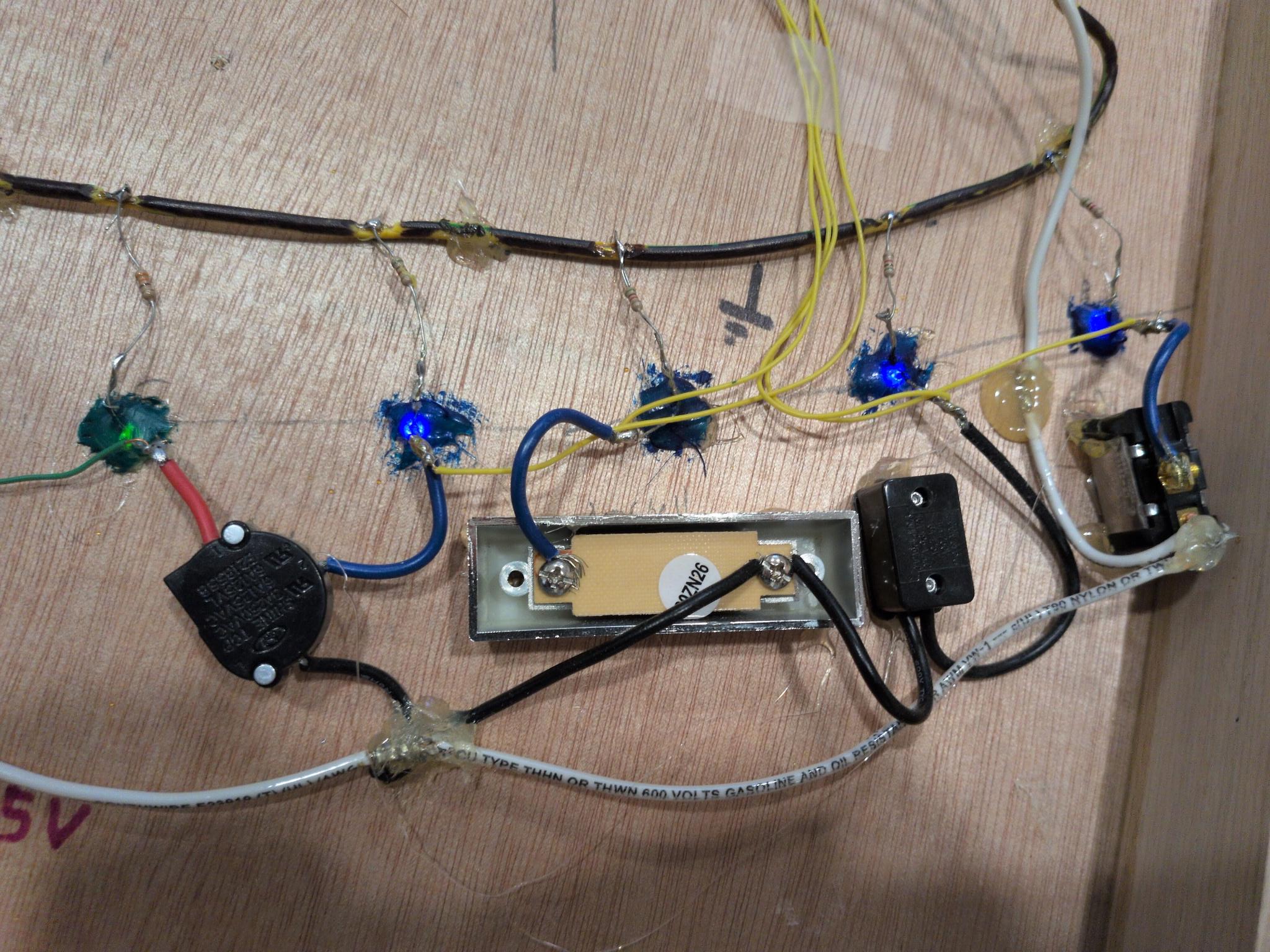 Interior view of the blue switches