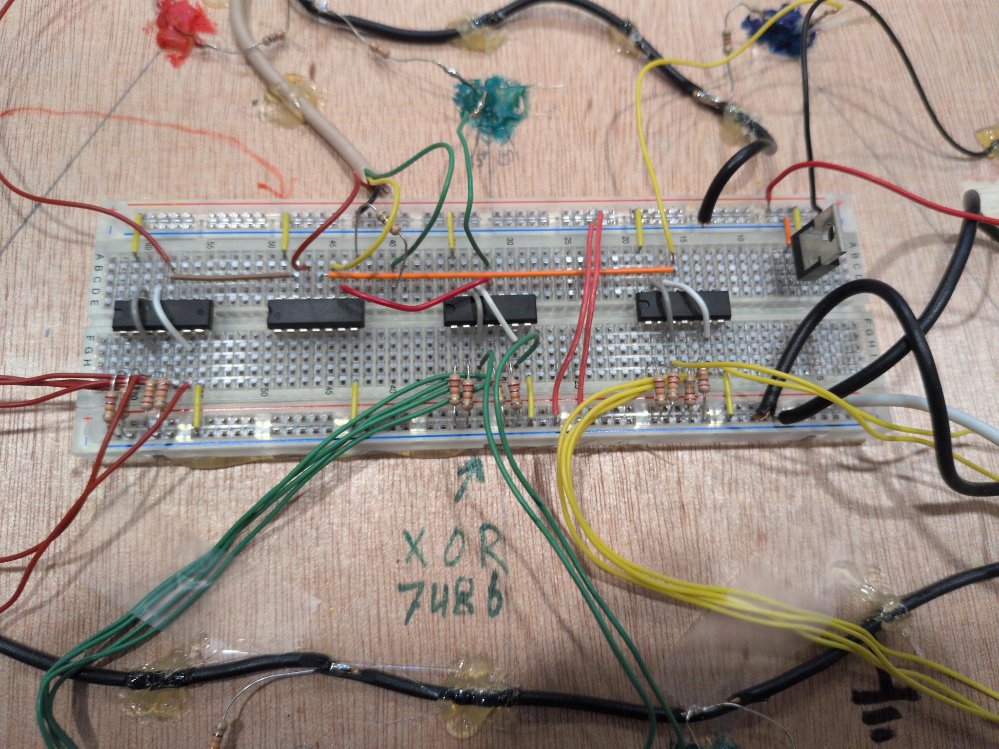 Close up of the breadboard