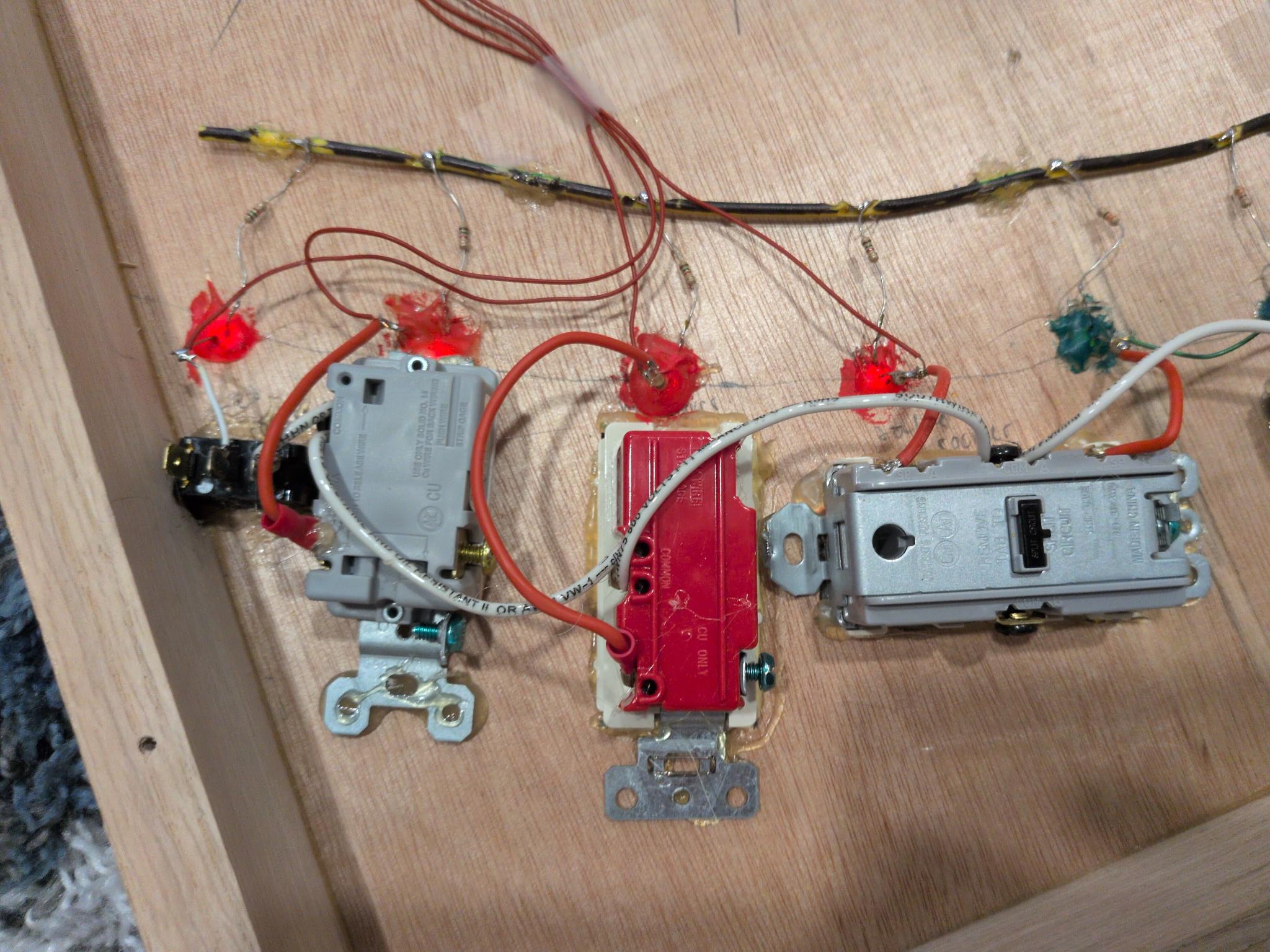 Interior view of the red switches