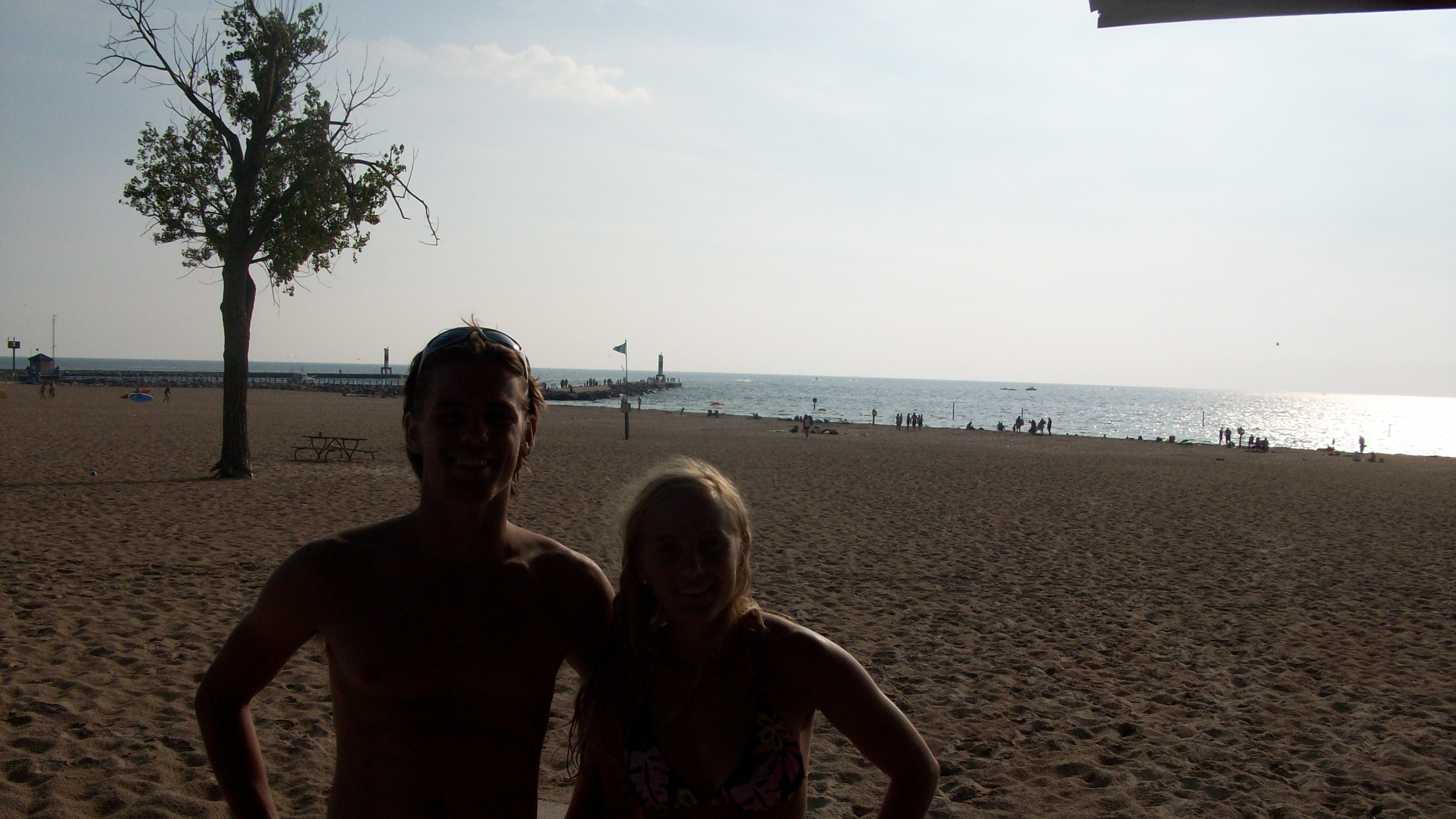 Sarah and I silhouetted in front of the landscape.