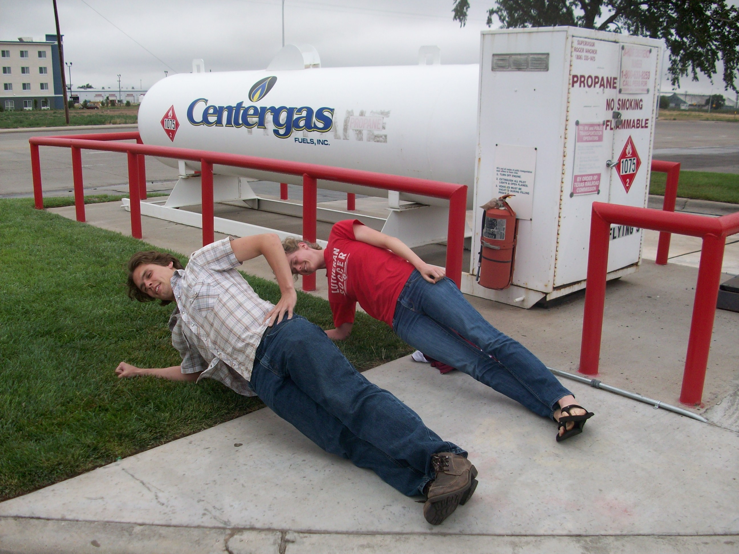 Anne and me working on our six packs at a rest stop along the way