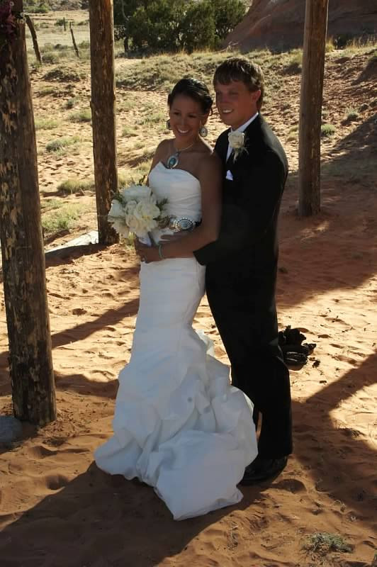 The bride and groom at the wedding