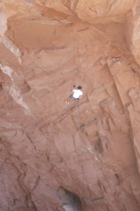 Riding down the rope
