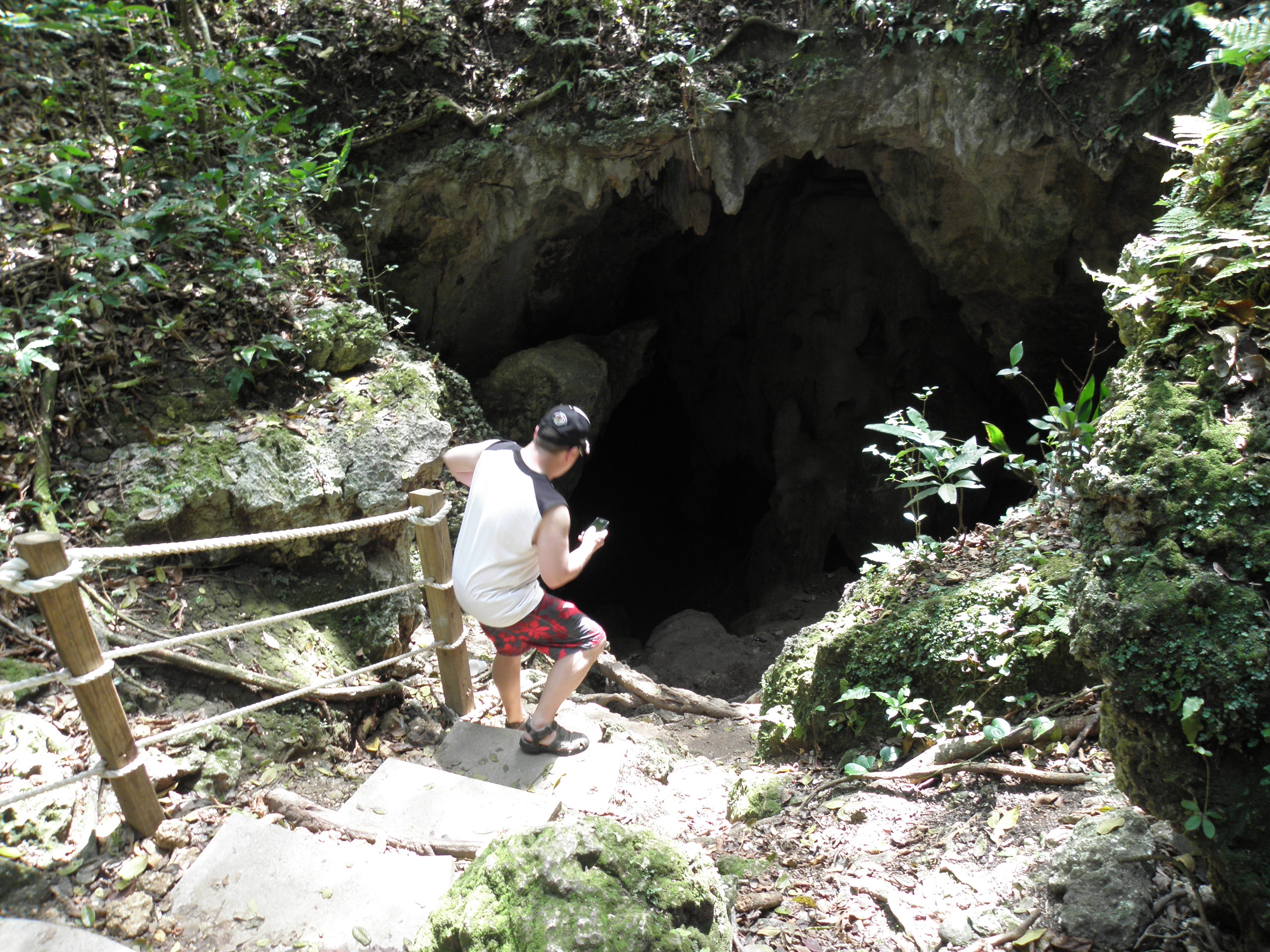 We went hiking in a cave.