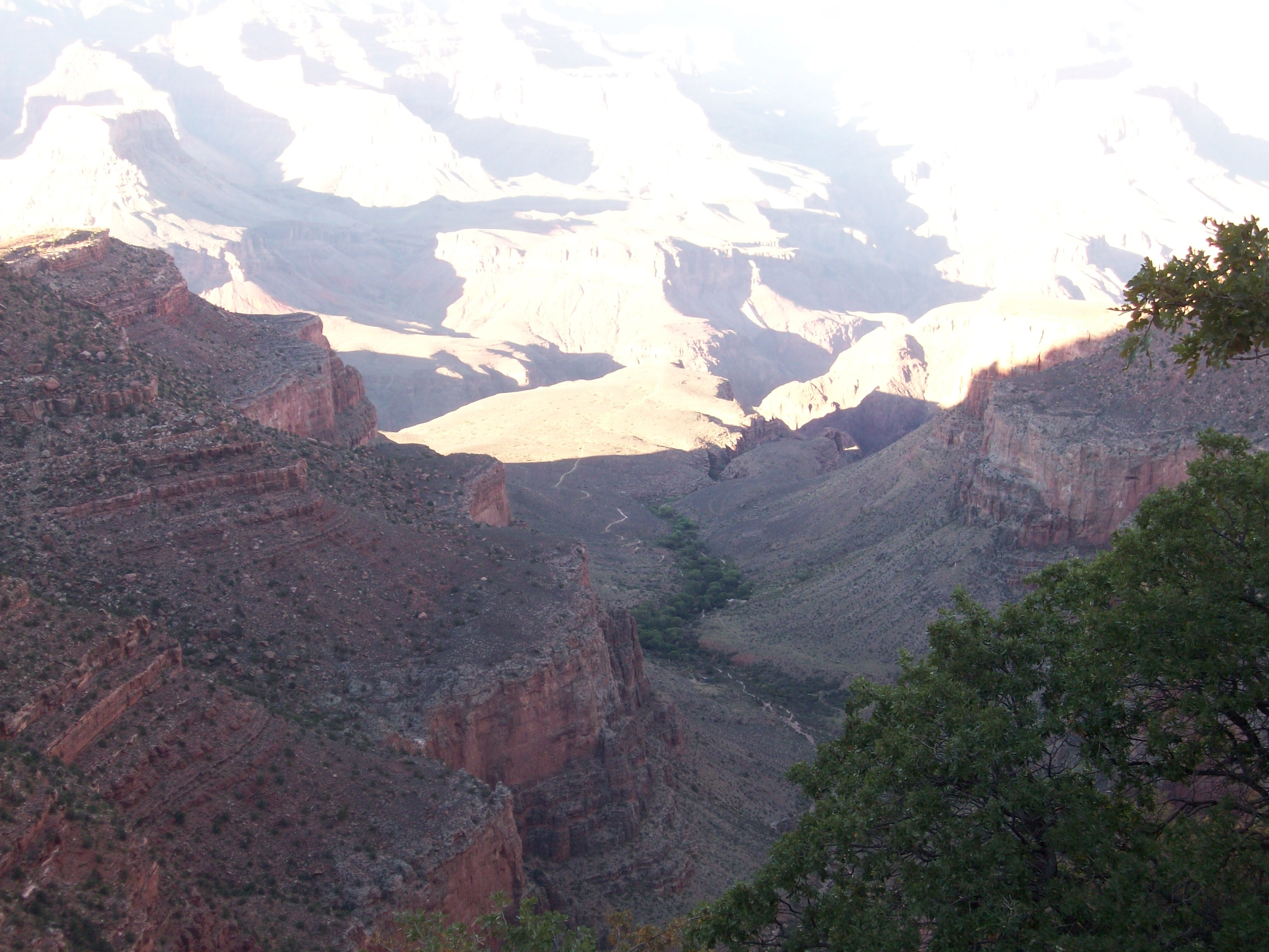Grand Canyon from the top.  We hiked that trail end-to-end and back.  (Sorry it&rsquo;s a little overexposed)