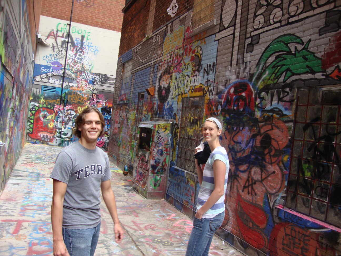 Me and Anne in a spray painted alley in Ann Arbor
