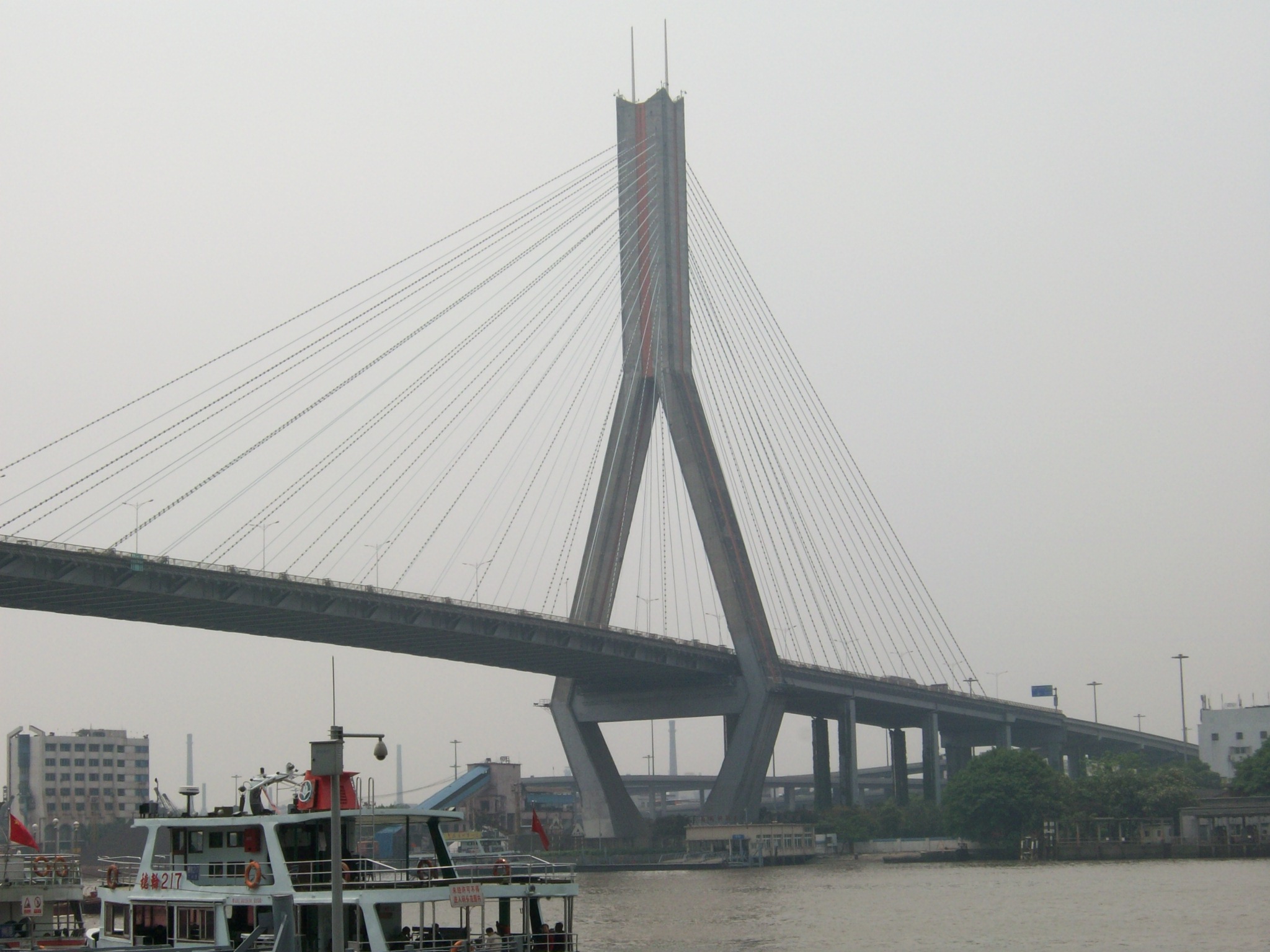 This suspension bridge is right by my school.  I took this picture from the porch where I take a nap every day.