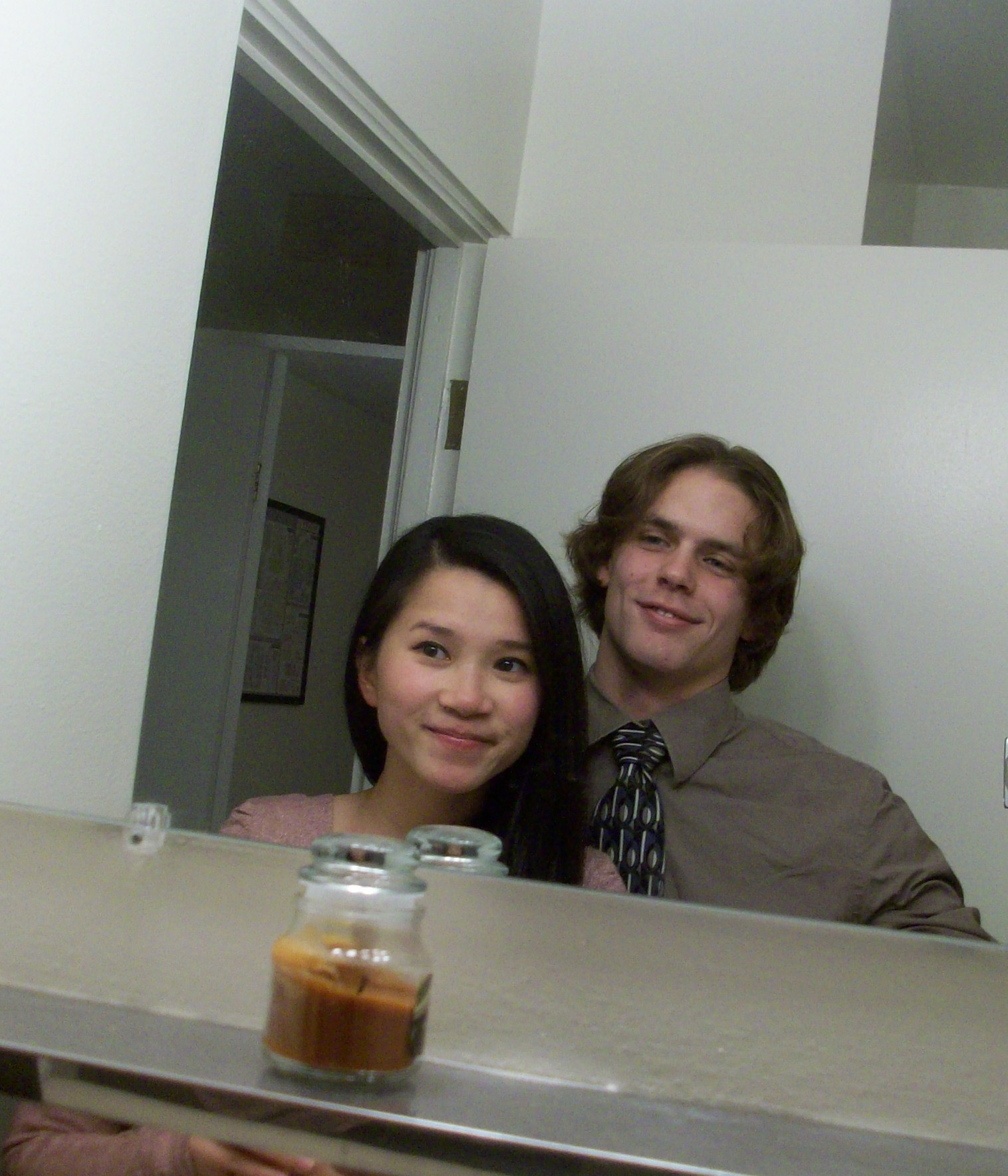 Friday night we went out in Toledo, but forgot to have anyone get a picture of us. All we have is this one of us getting ready.