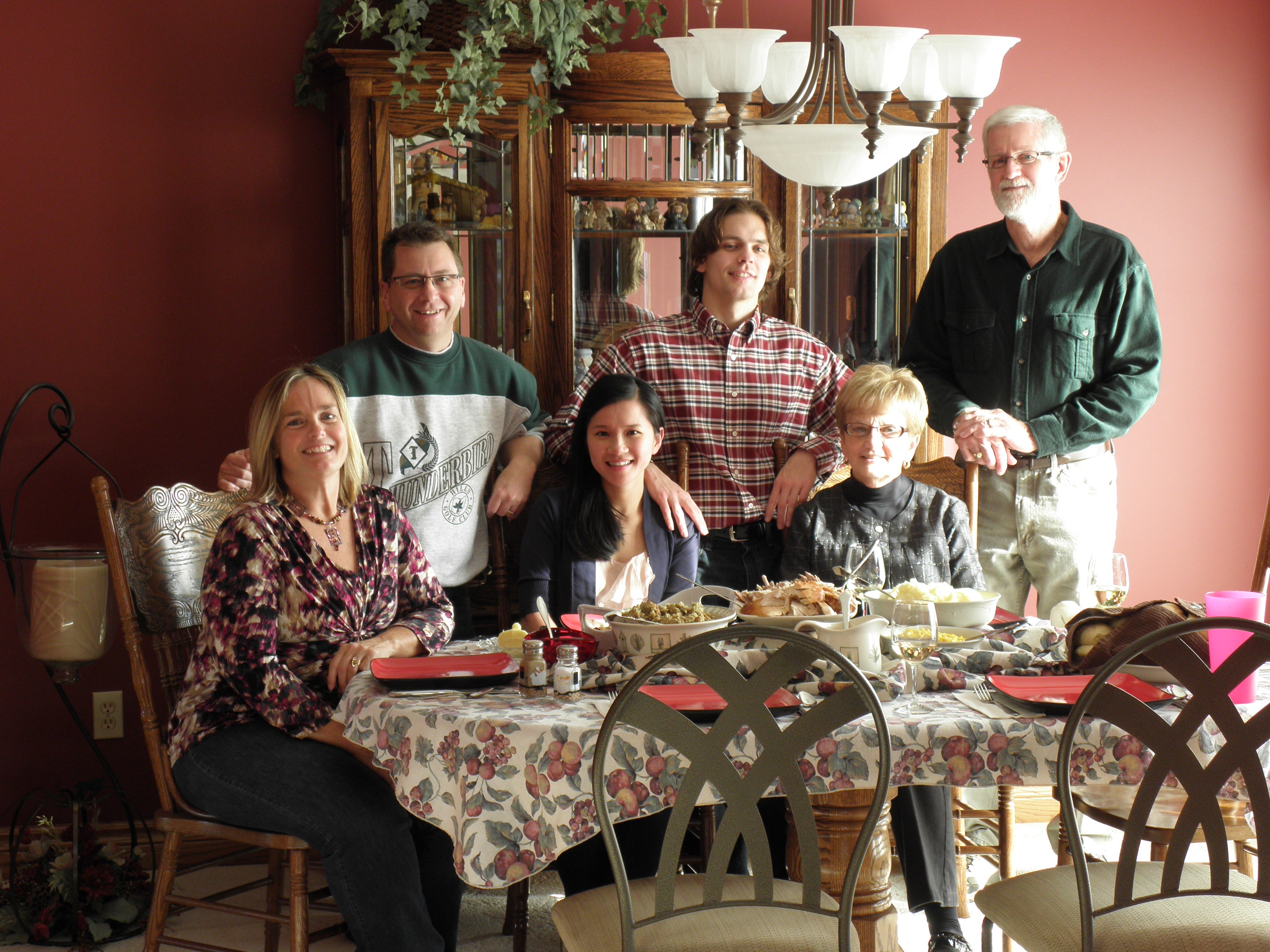 The whole crew getting ready to eat