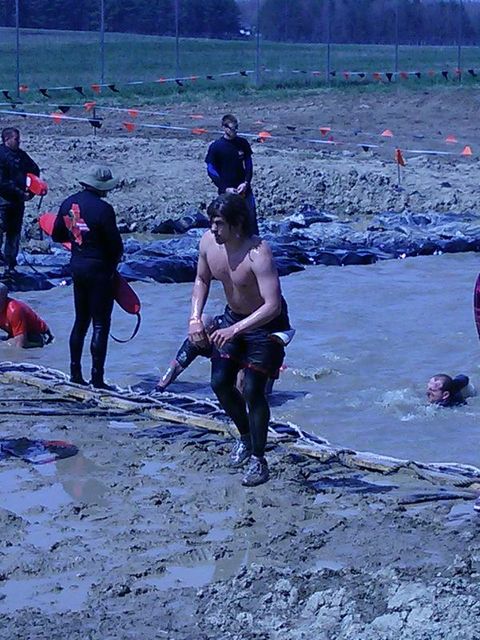 Climbing out of the cold water afterward